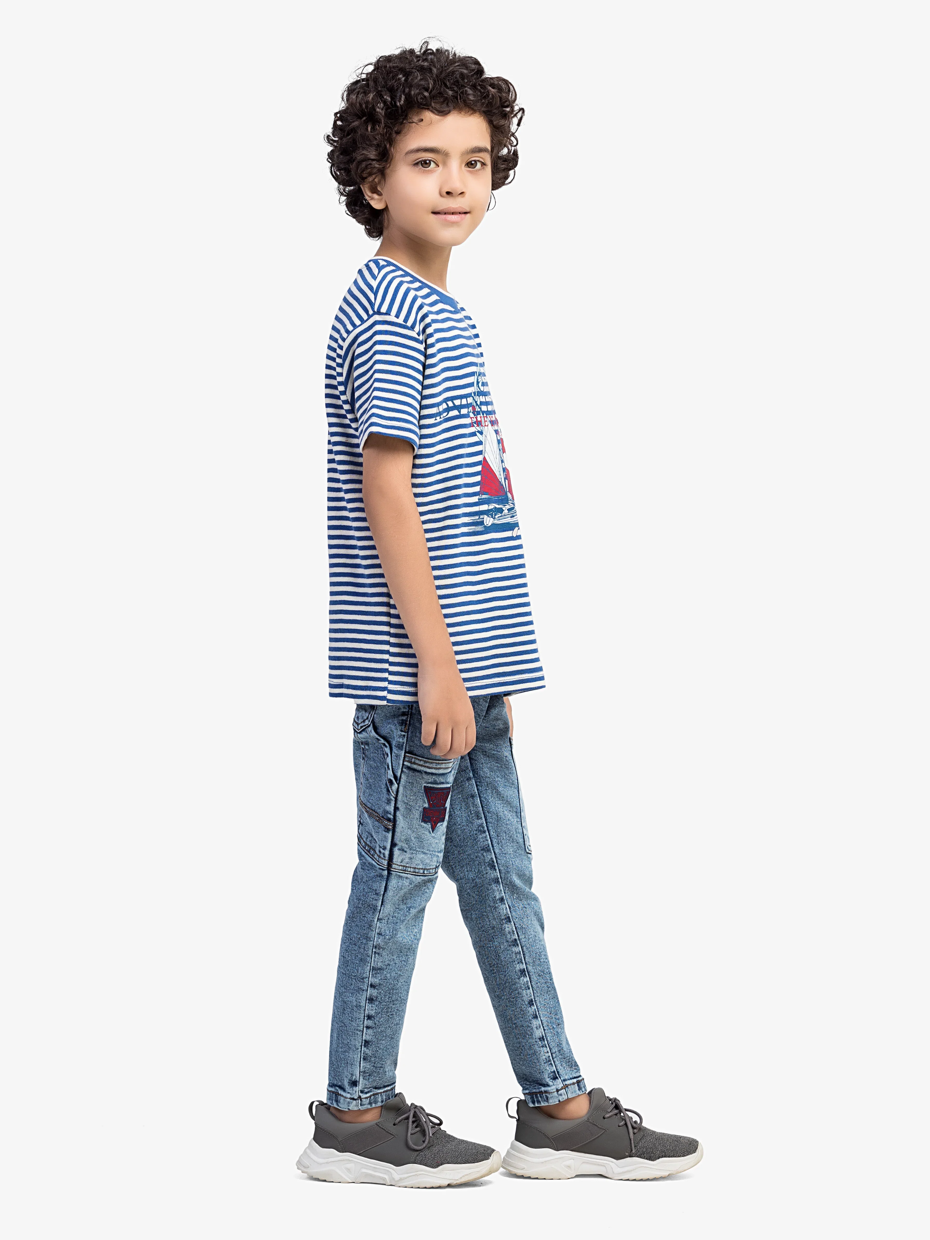 Boy's White & Blue T-Shirt - EBTTS5-038 - Image 4