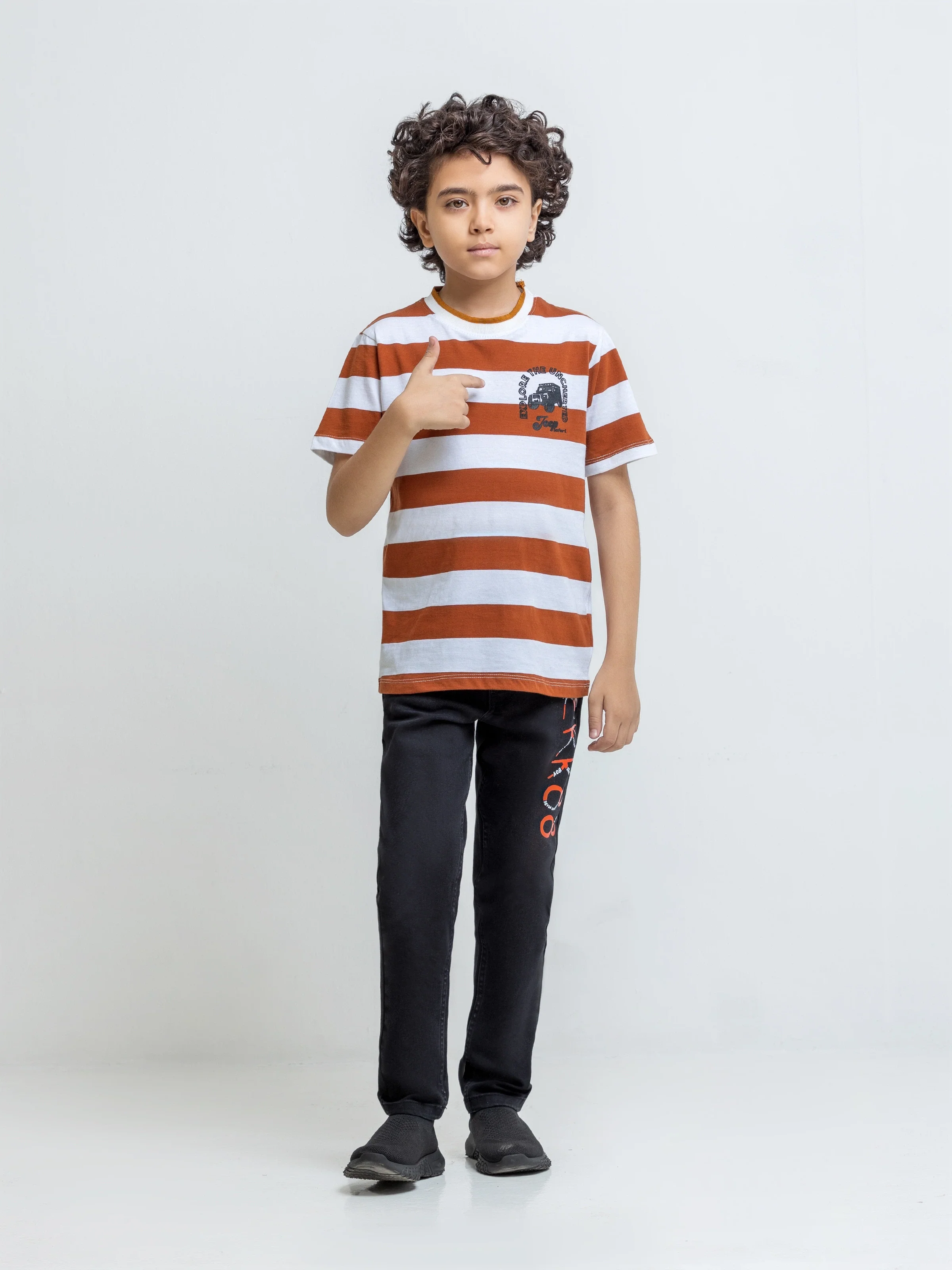 Boy's White & Brown T-Shirt - EBTTS6-052 - Image 2