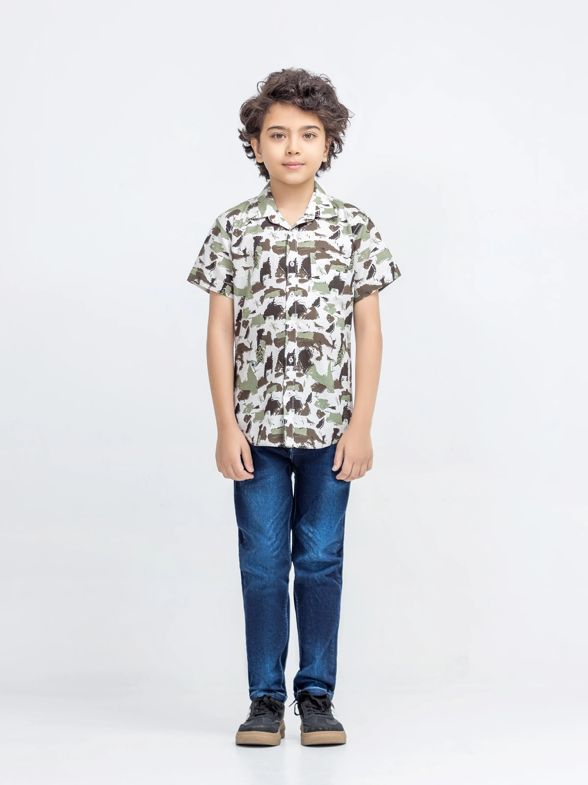 Boy's White & Green Shirt - EBTS5-27679 - Image 2
