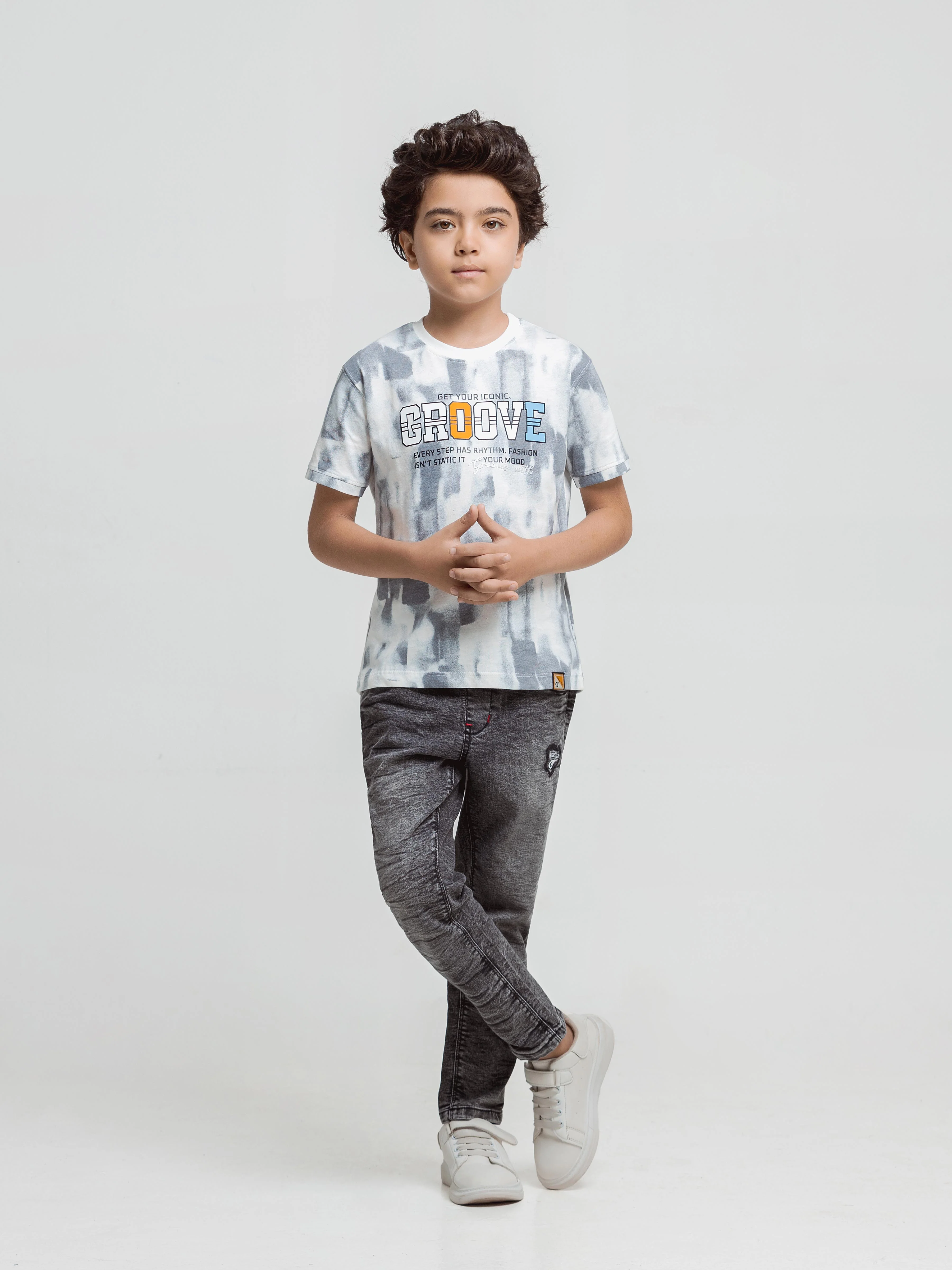Boy's White & Grey T-Shirt - EBTTS6-017 - Image 2