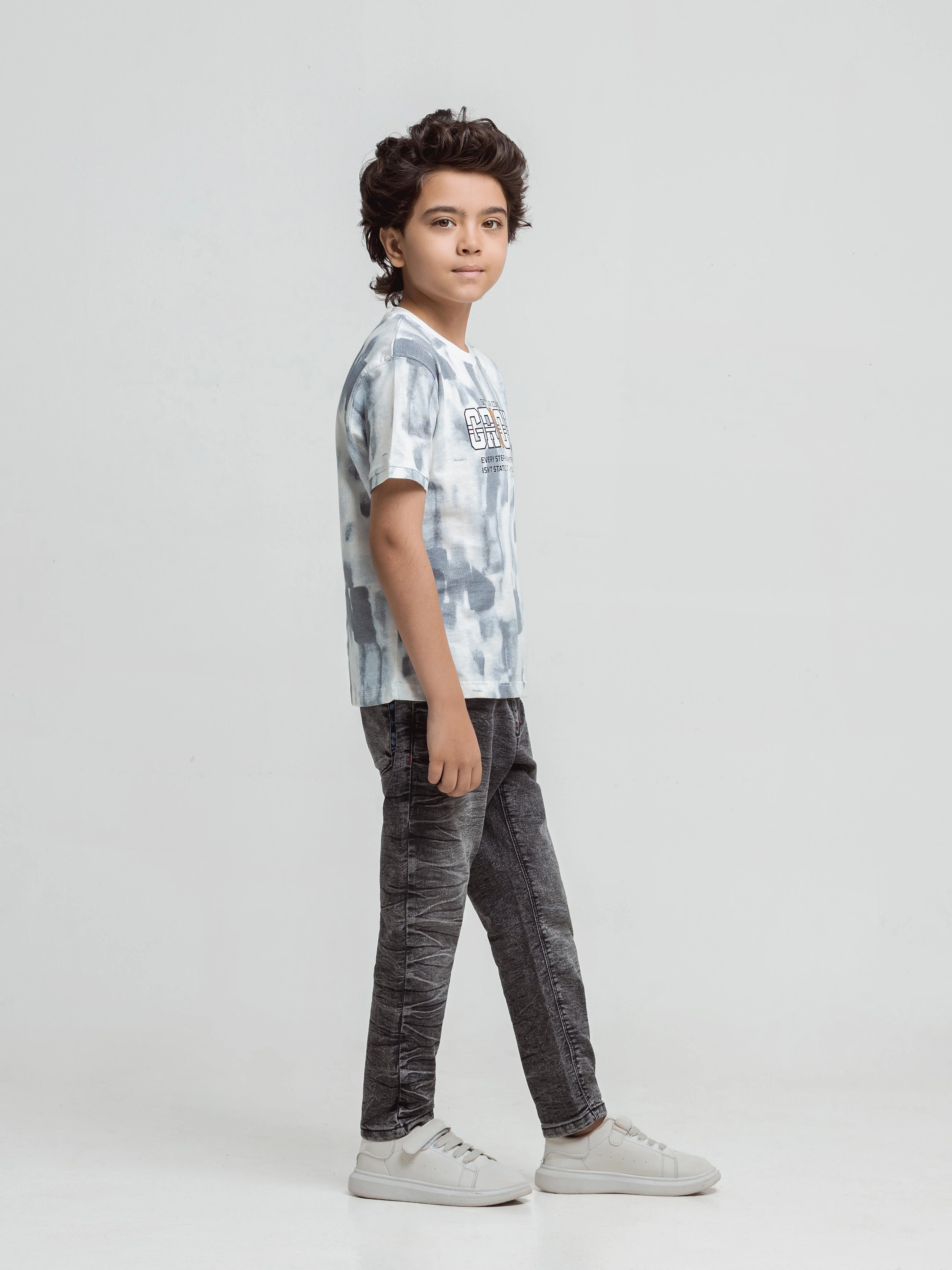 Boy's White & Grey T-Shirt - EBTTS6-017 - Image 4