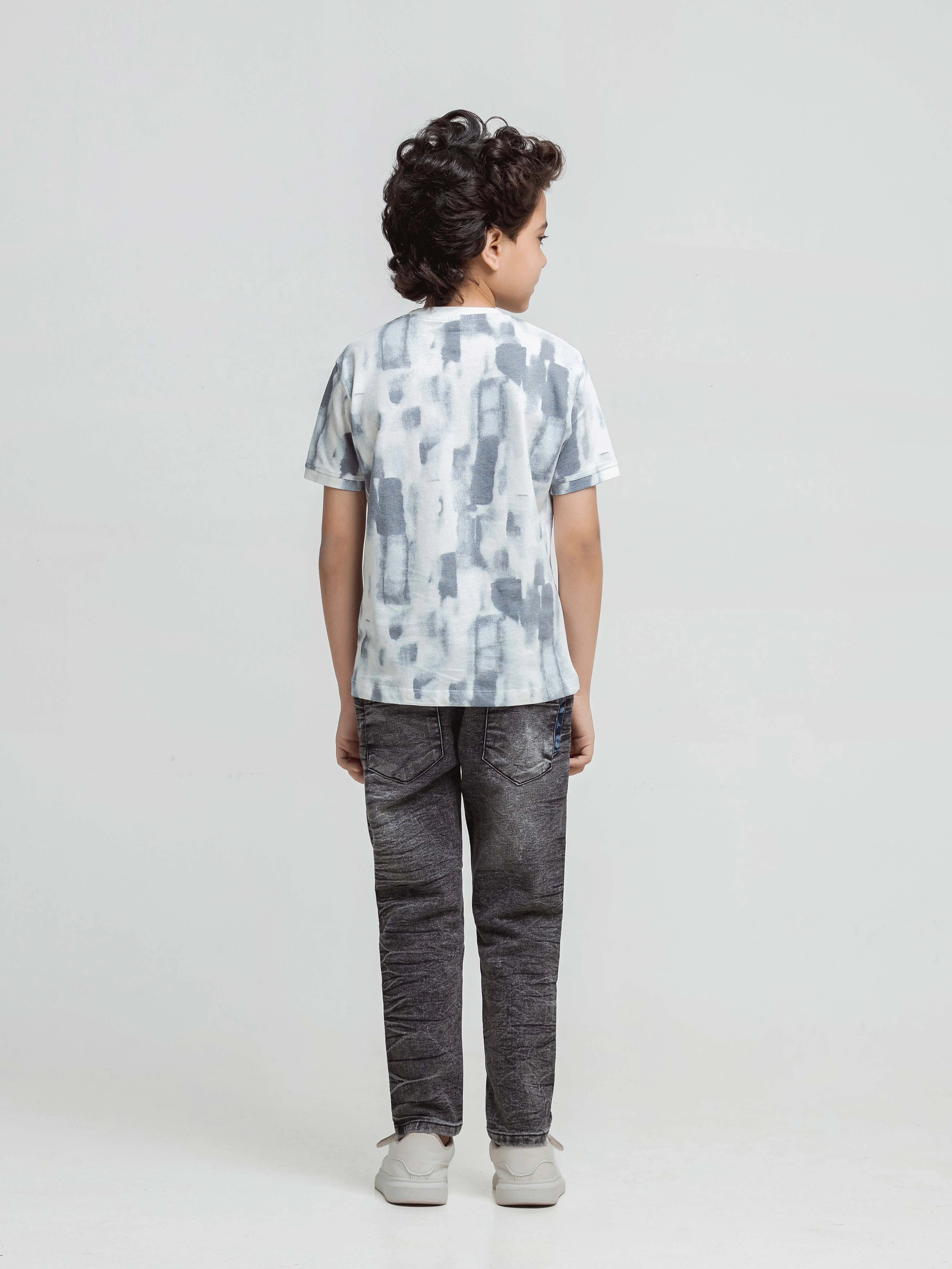 Boy's White & Grey T-Shirt - EBTTS6-017 - Image 5