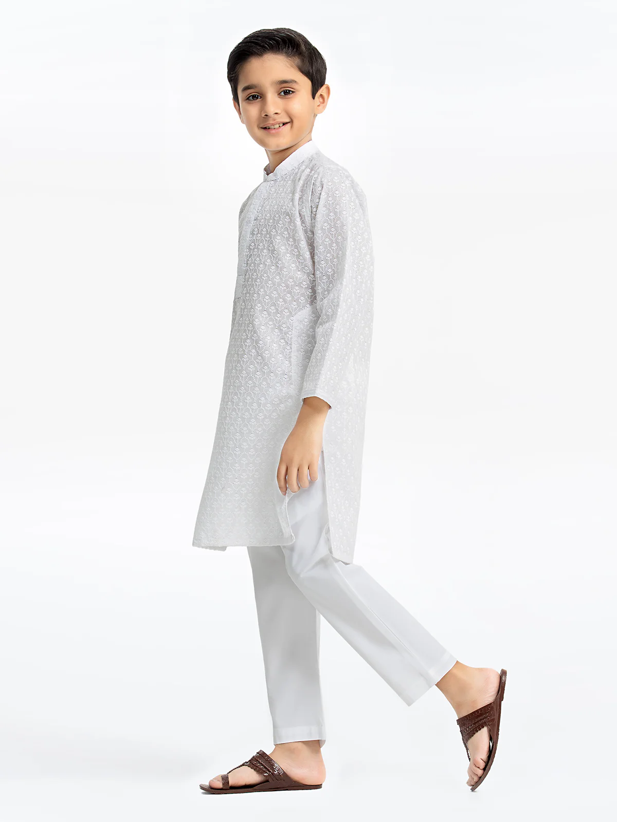 Boy's White Kurta - EBTK24-3952 - Image 3