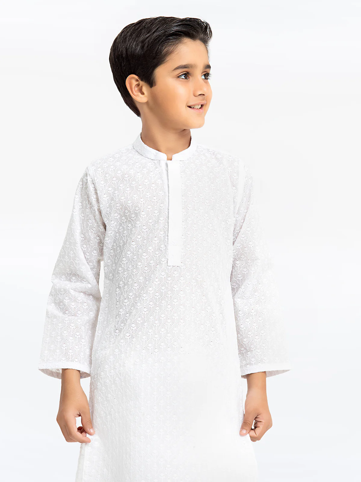 Boy's White Kurta - EBTK24-3952 - Image 4