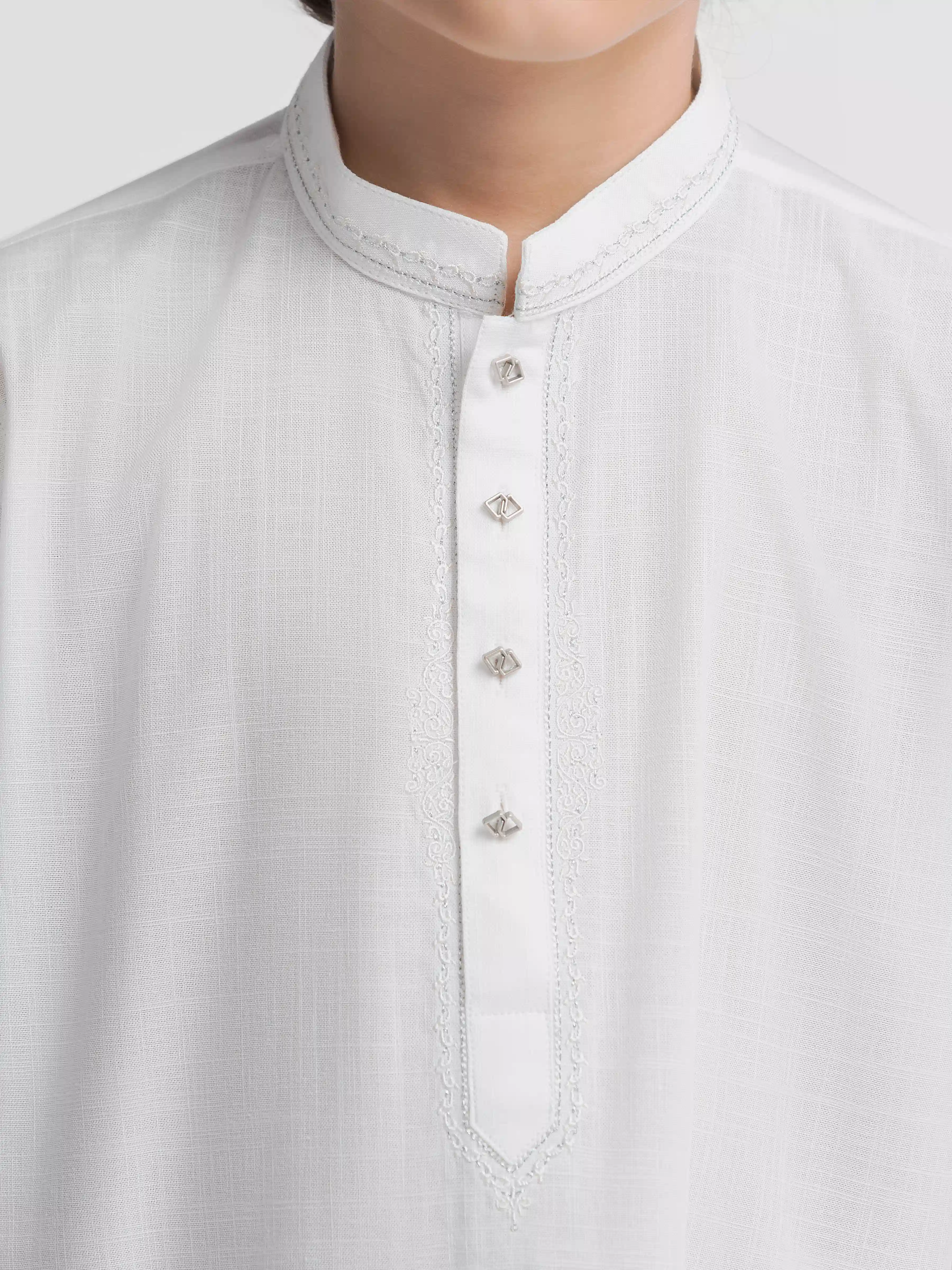 Boy's White Kurta Pajama - EBTKP6-034 - Image 3