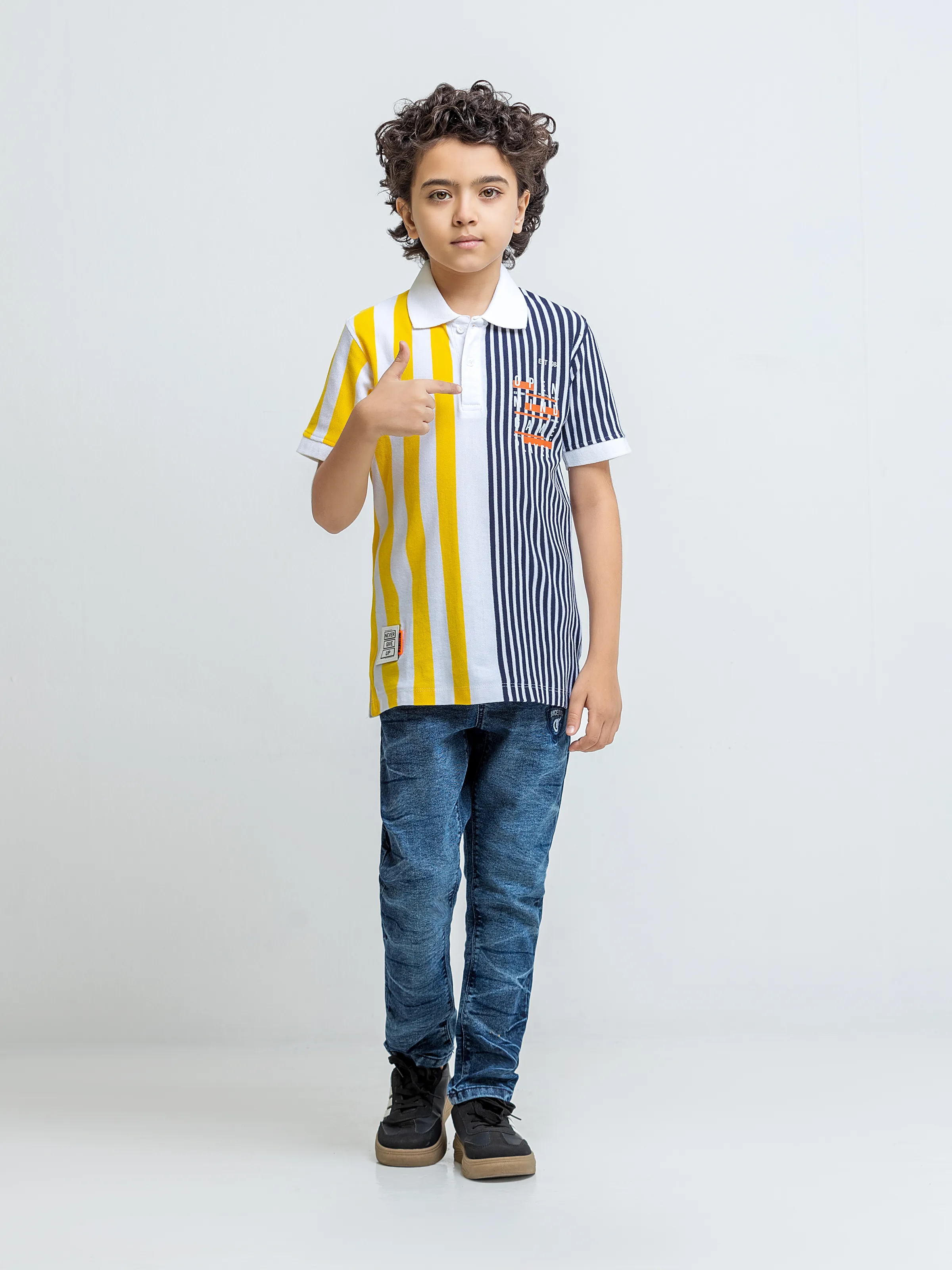 Boy's White Multi Polo Shirt - EBTPS6-055 - Image 2