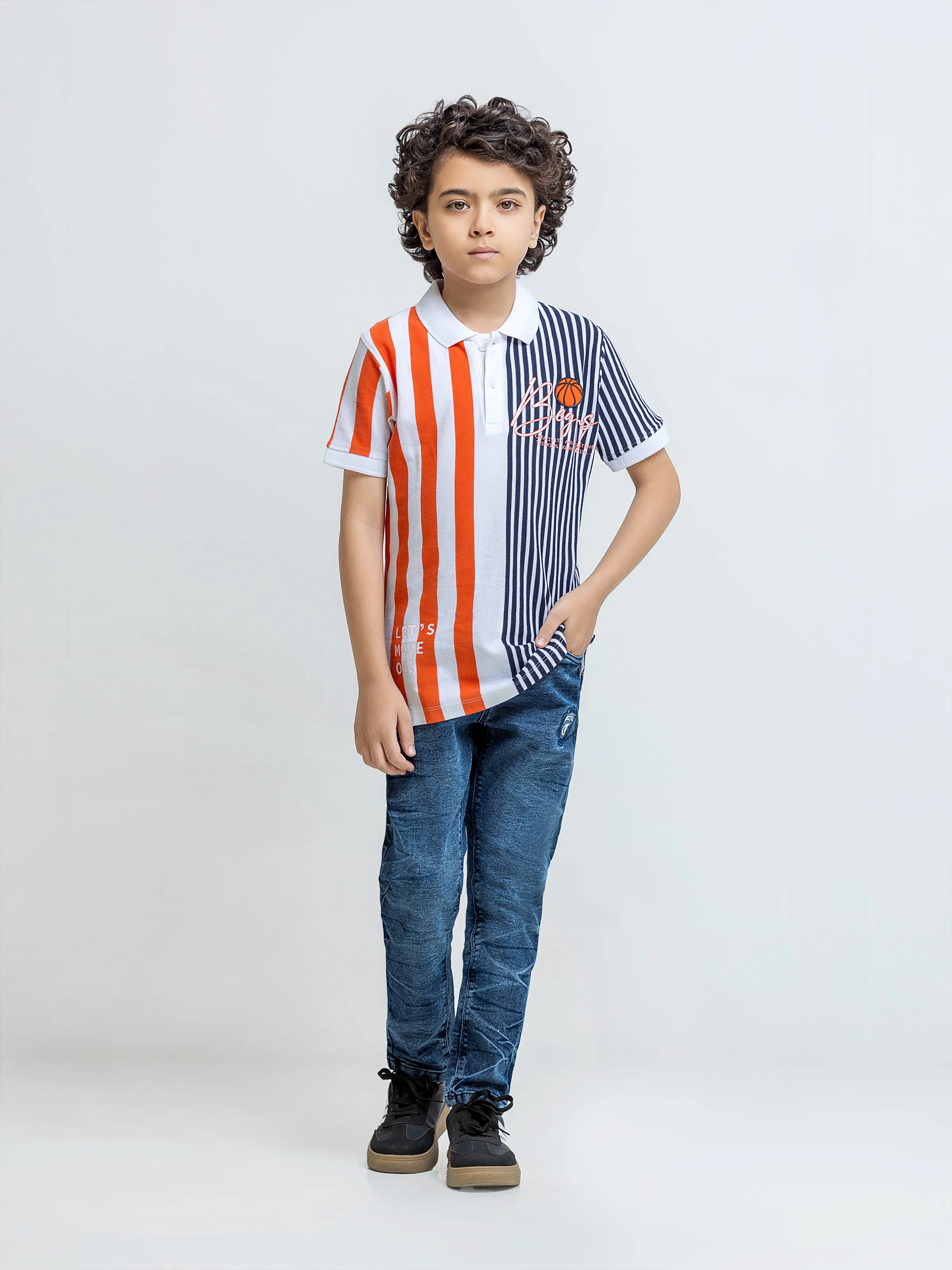 Boy's White Multi Polo Shirt - EBTPS6-056 - Image 2