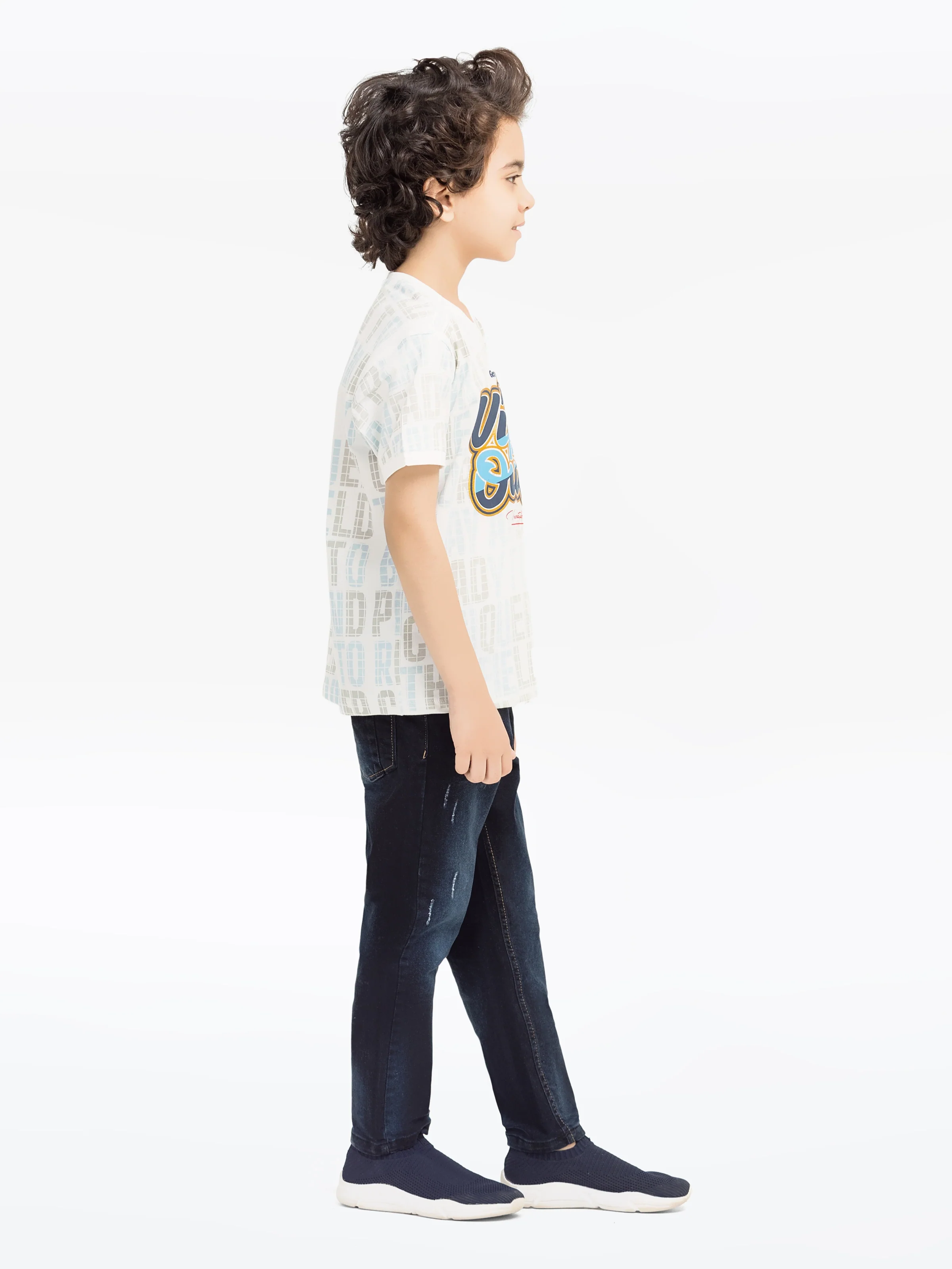 Boy's White T-Shirt - EBTTS5-020 - Image 4