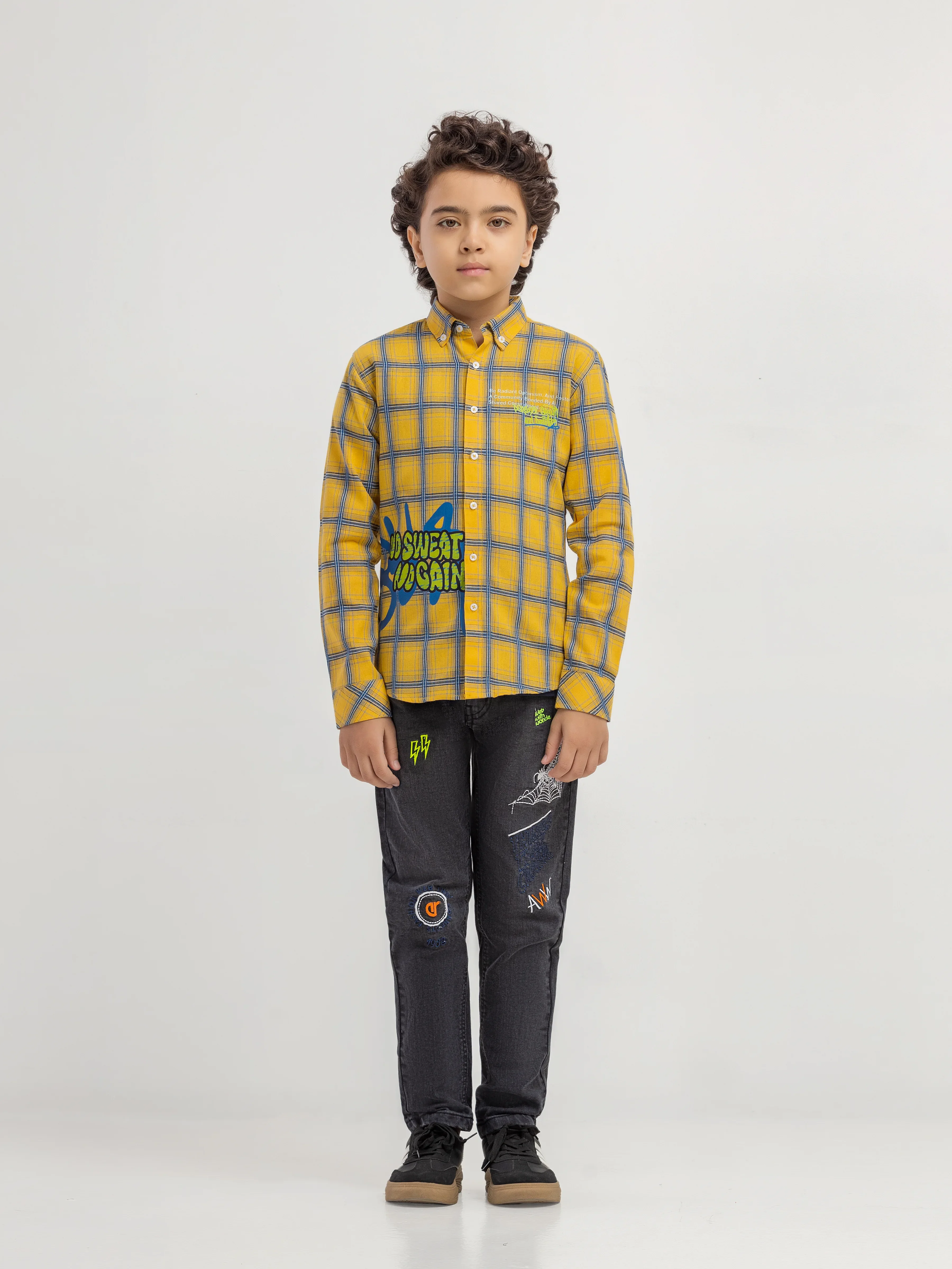 Boy's Yellow & Navy Shirt - EBTSF6-27695-2P - Image 2