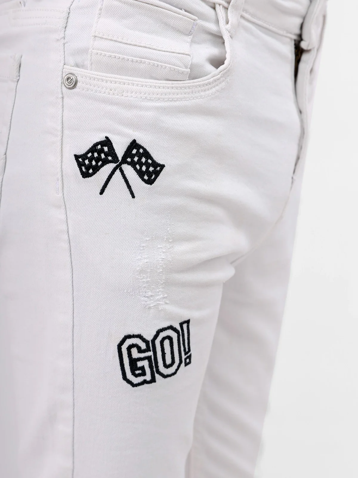 Boy's White Denim Pant - EBBDP19-020 - Image 3