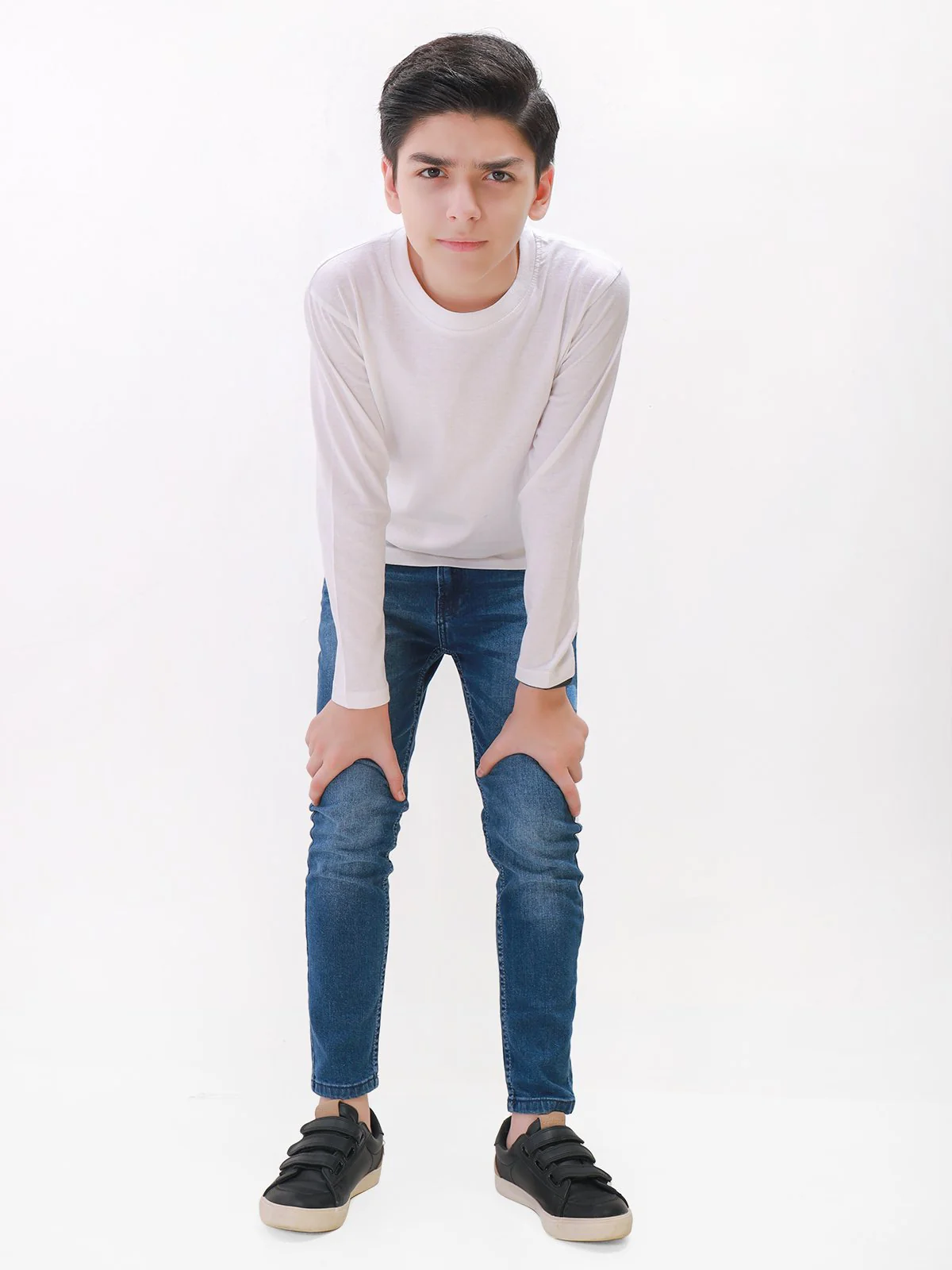 Boy's White Full Sleeves Basic Tee - EBTBF21-001 - Image 2