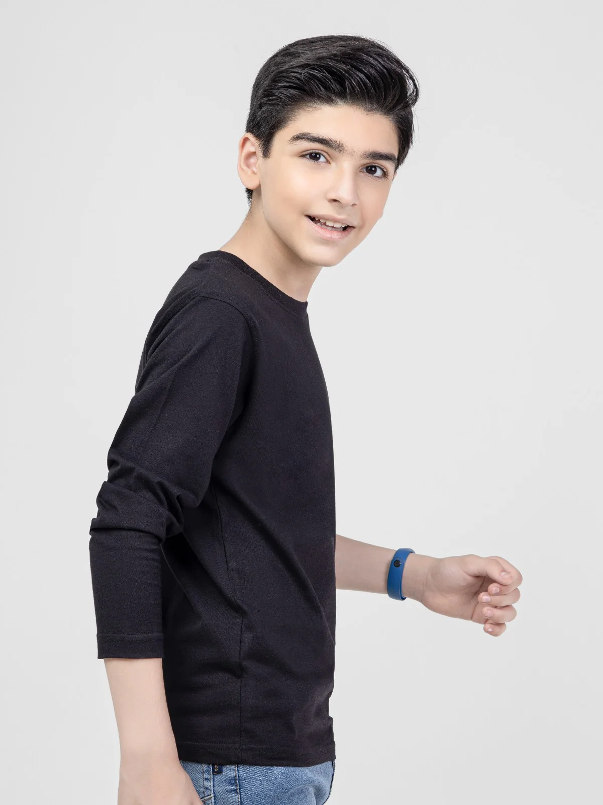 Boy's Black Full Sleeves Basic Tee - EBTBF21-002 - Image 2