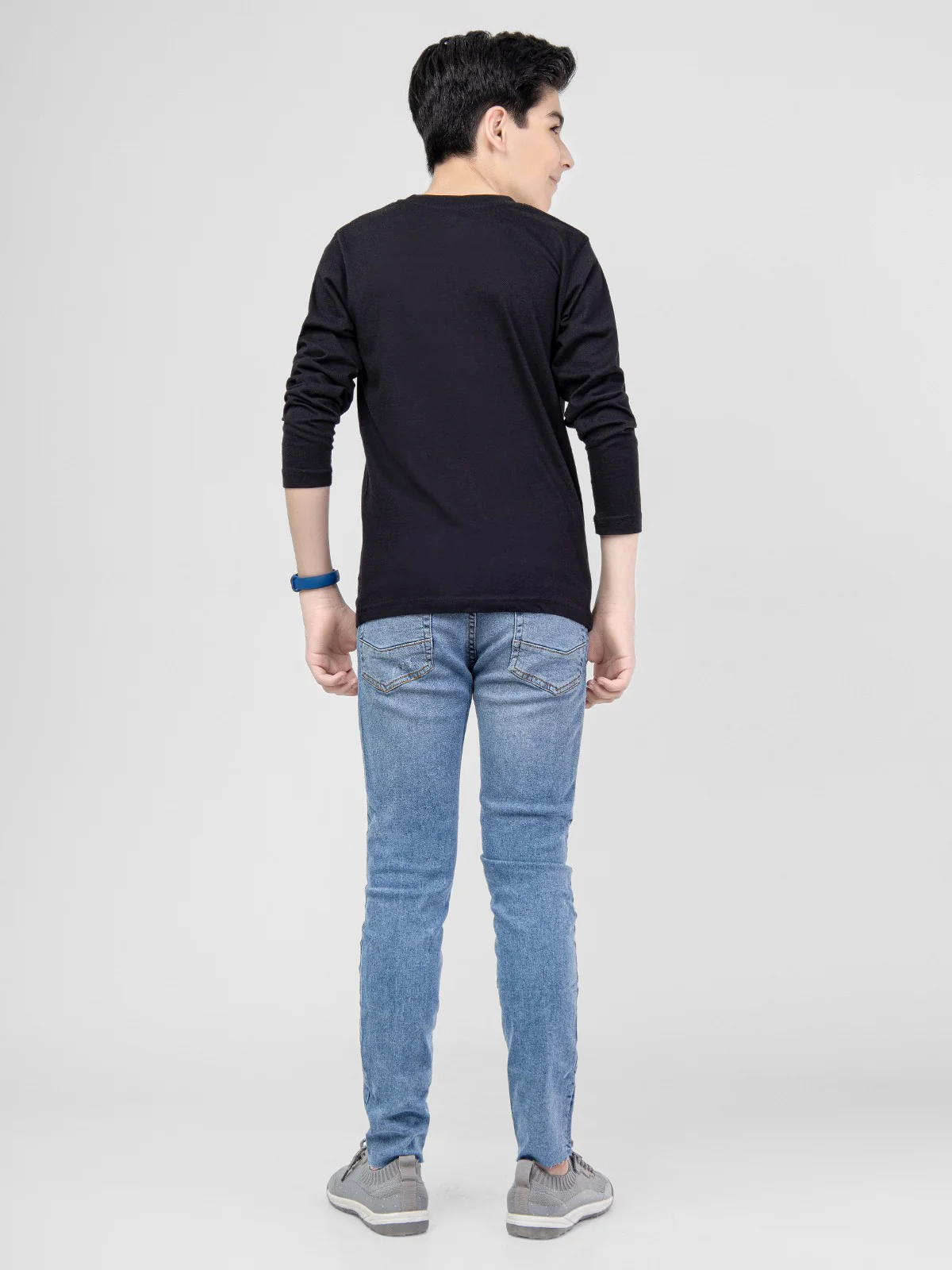 Boy's Black Full Sleeves Basic Tee - EBTBF21-002 - Image 3