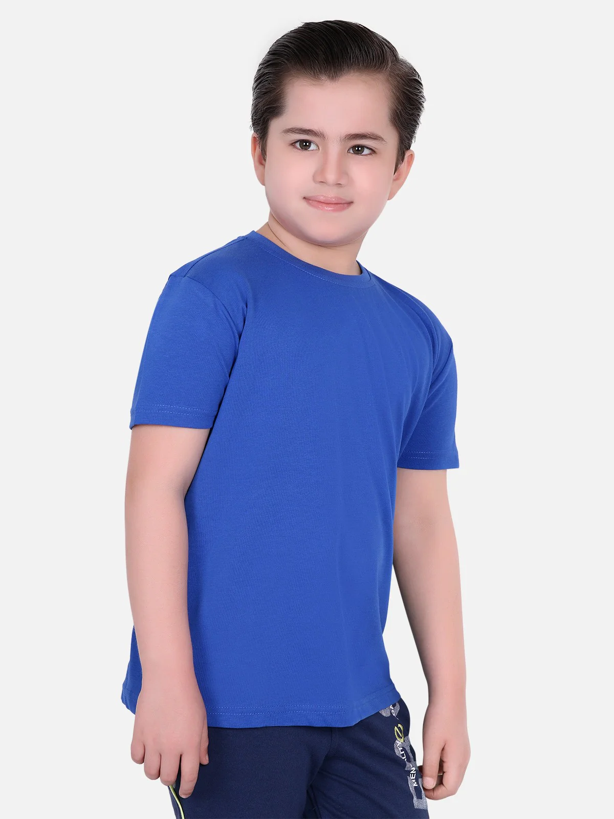 Boy's Methyl Blue Half Sleeves Basic Tee - EBTBT19-026 - Image 2