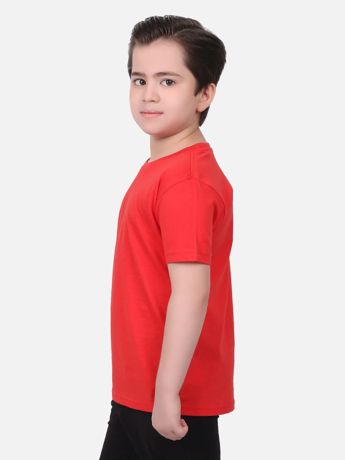 Boy's Fiery Red Half Sleeves Basic Tee - EBTBT19-028 - Image 2