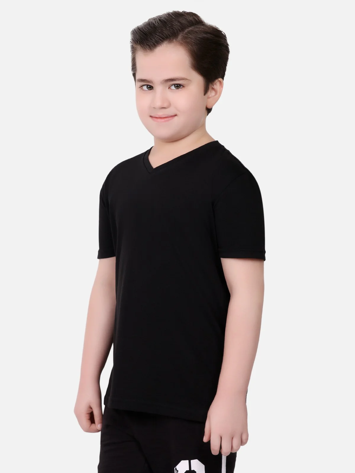 Boy's Black Half Sleeves Basic Tee - EBTBT19-032 - Image 2