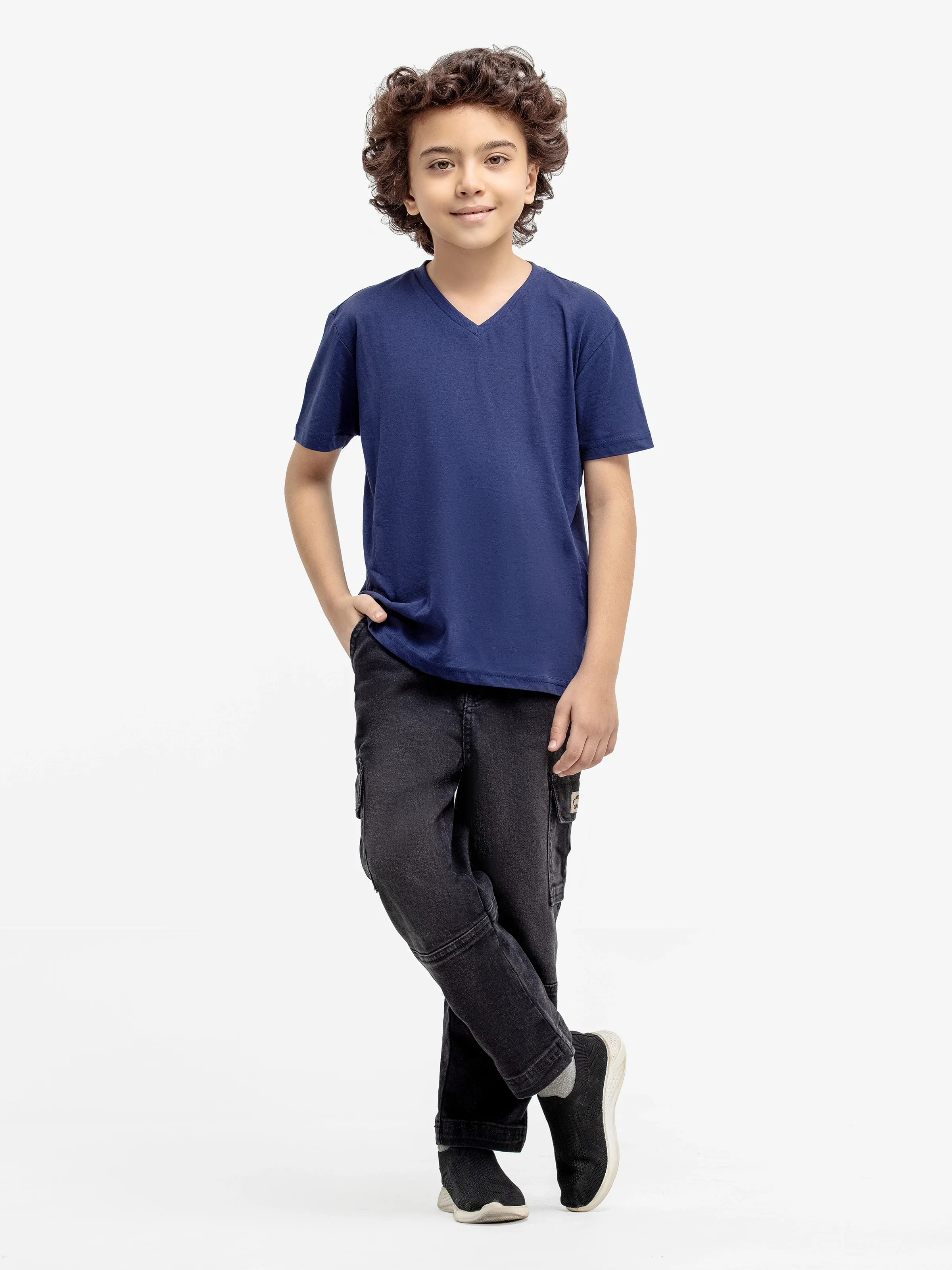 Boy's Navy Blue Basic Tee - EBTBT19-033 - Image 2