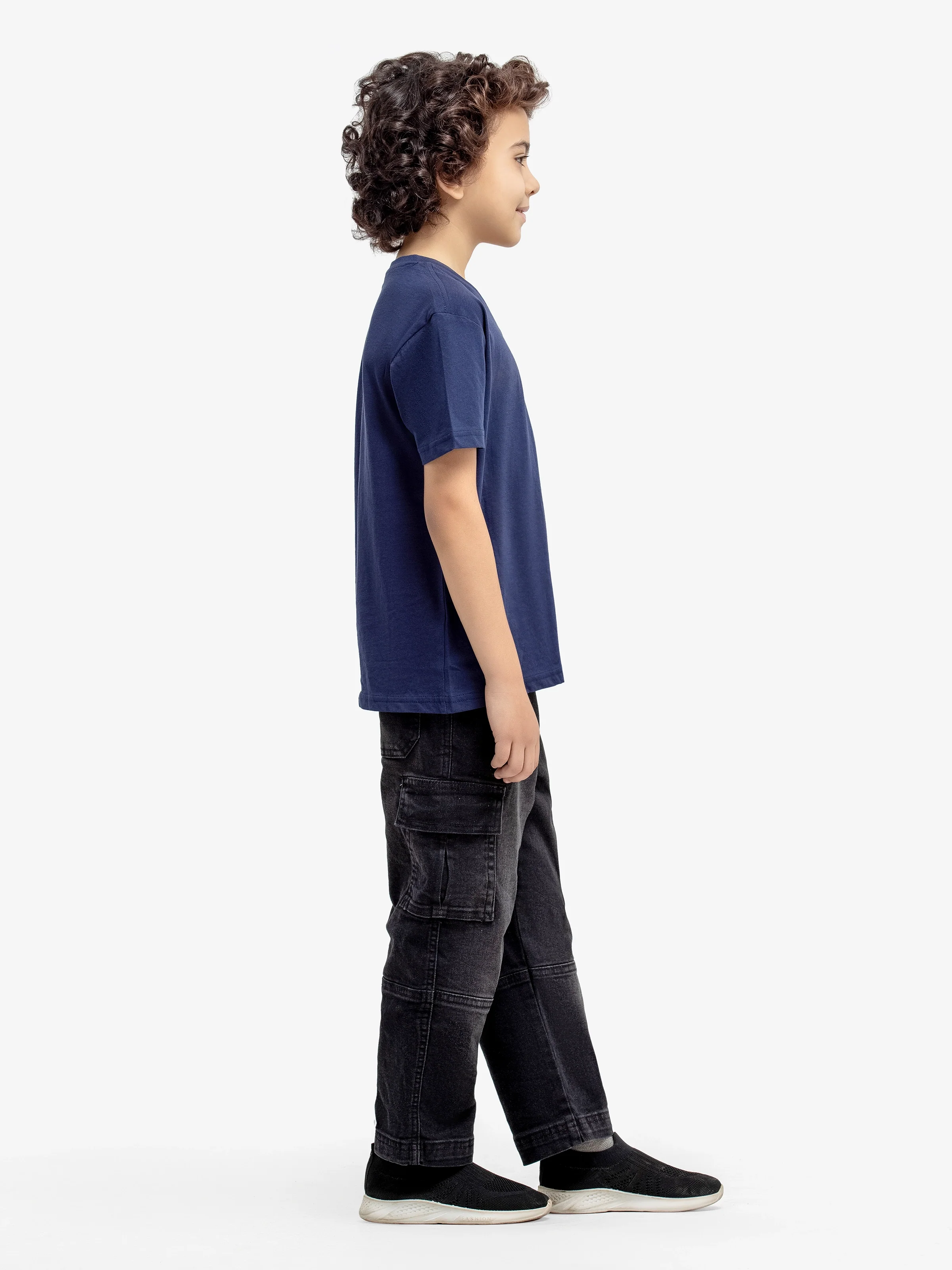 Boy's Navy Blue Basic Tee - EBTBT19-033 - Image 4