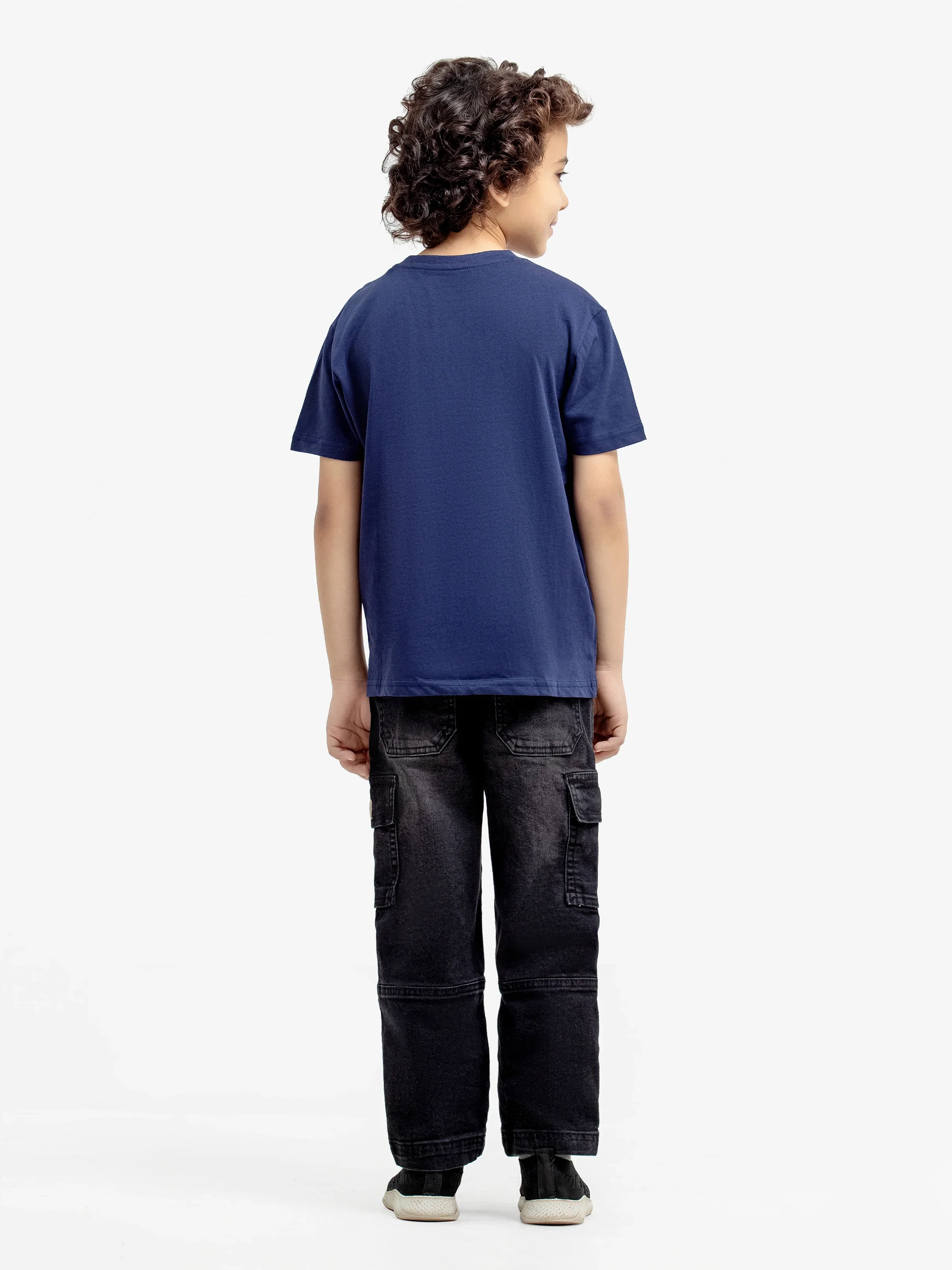 Boy's Navy Blue Basic Tee - EBTBT19-033 - Image 5