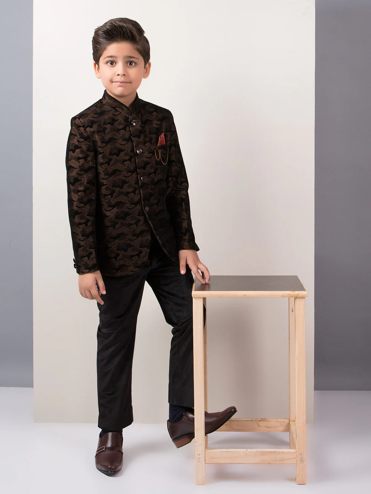 Boy's Dark Brown Coat Pant - EBTCPC19-4414