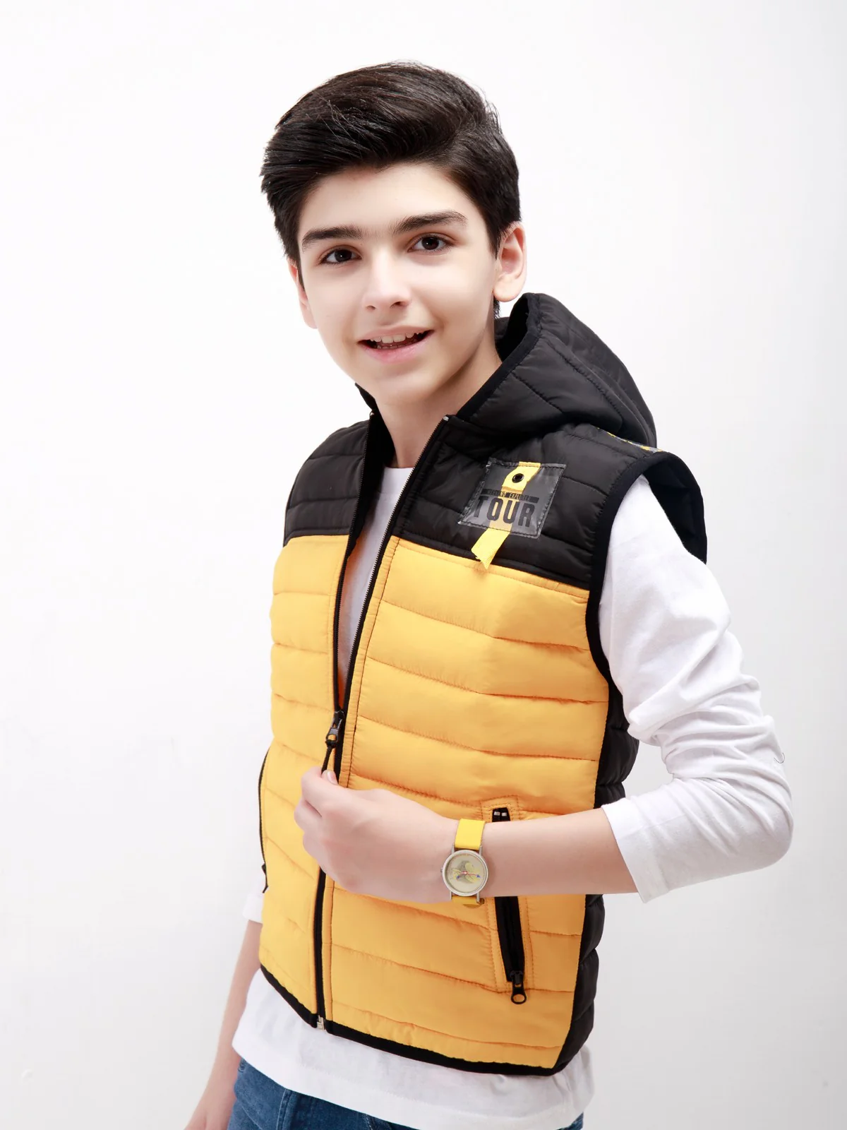 Boy's Yellow & Black Hooded Jacket - EBTH21-002 - Image 2