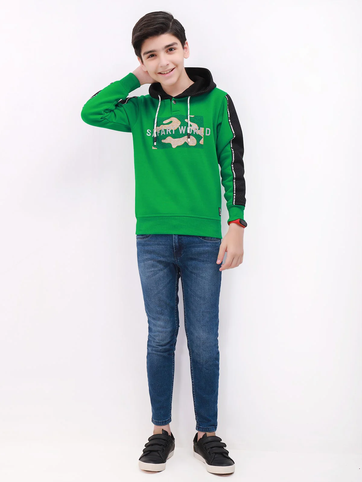 Boy's Green Hoodie - EBTH21-013 - Image 2