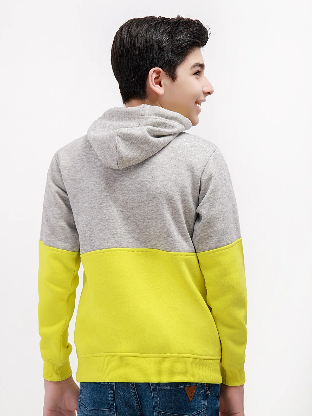 Boy's Grey & Yellow Hoodie - EBTH21-014 - Image 4