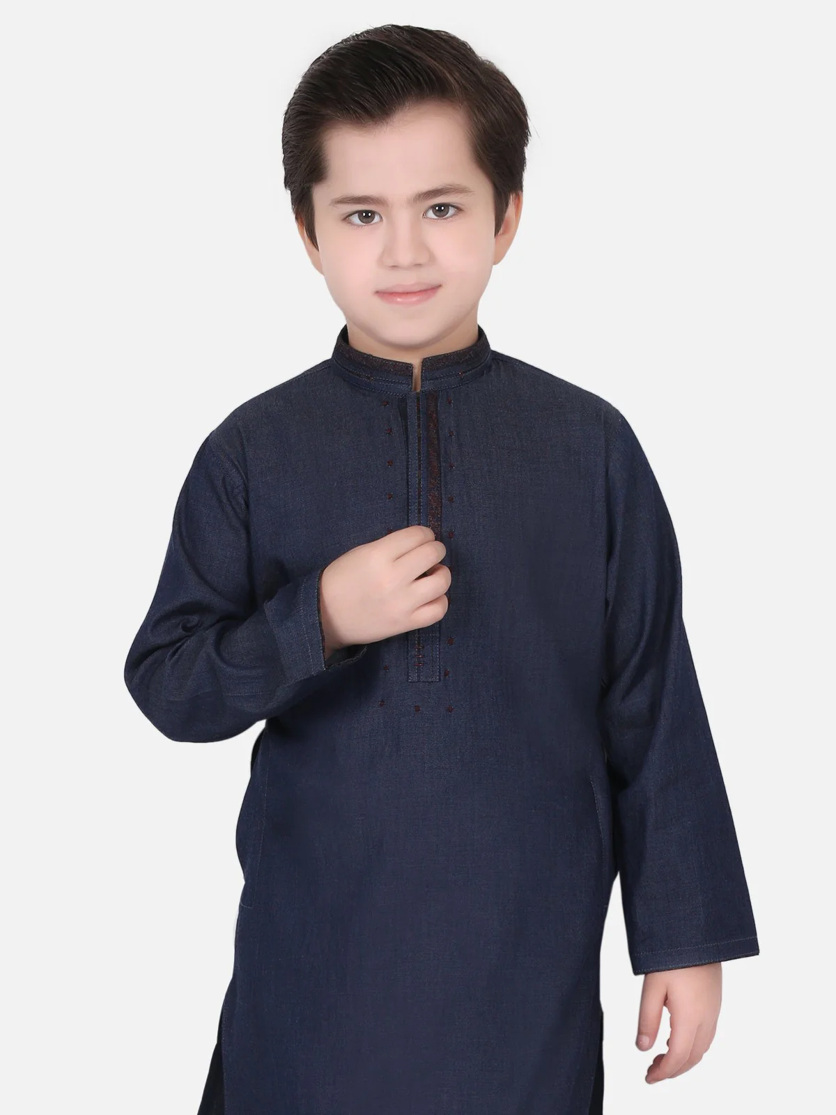 Boy's Blue Kurta - EBTK18-3547 - Image 2