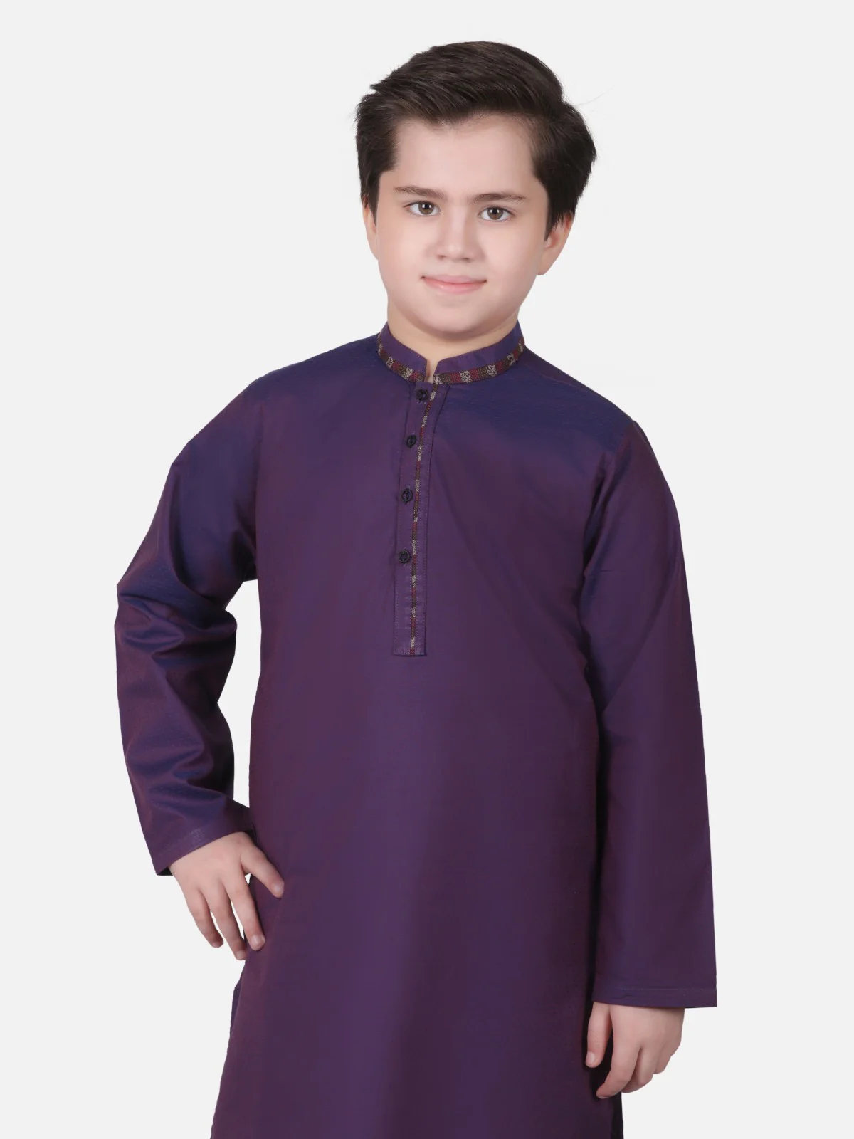 Boy's Purple Kurta - EBTK18-3566 - Image 2