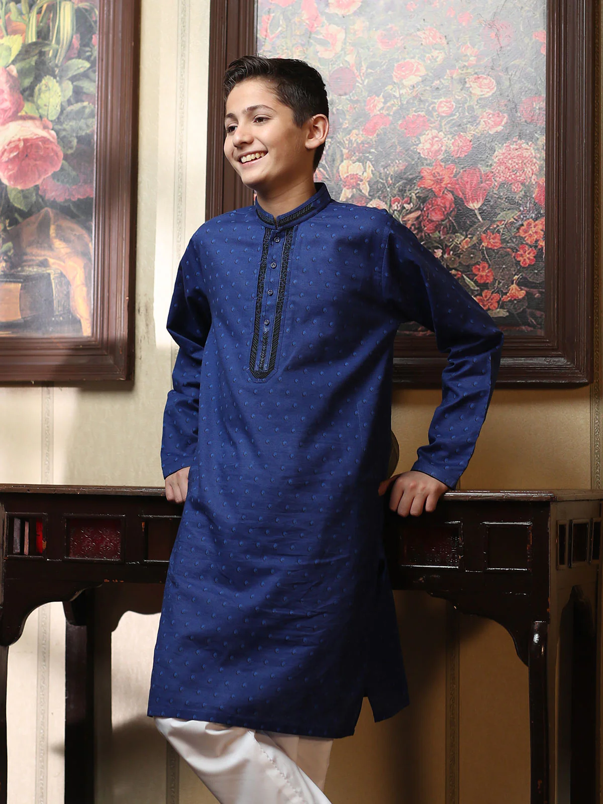 Boy's Royal Blue Kurta - EBTK18-3586 - Image 2