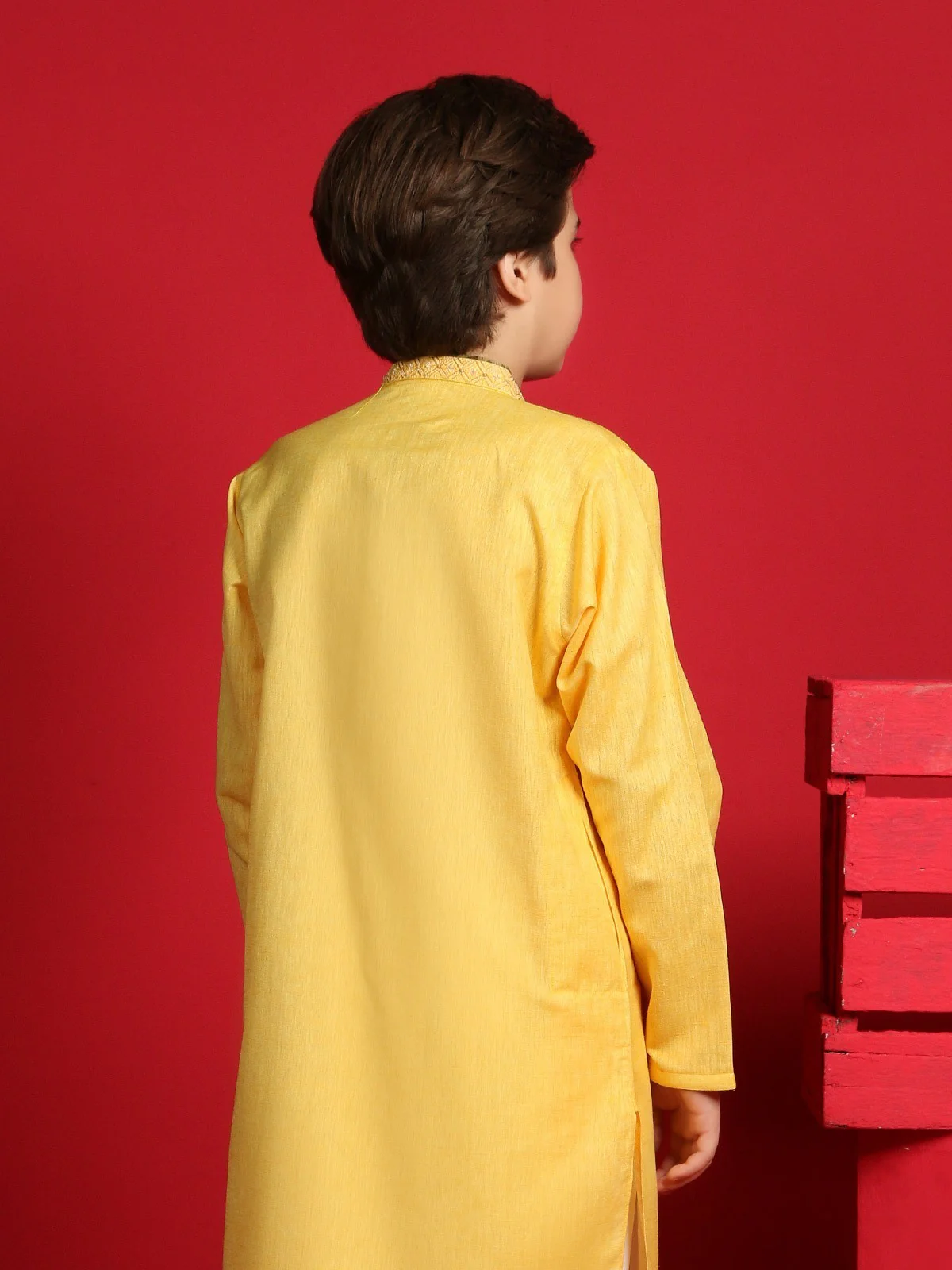 Boy's Yellow Kurta - EBTK19-3600 - Image 2