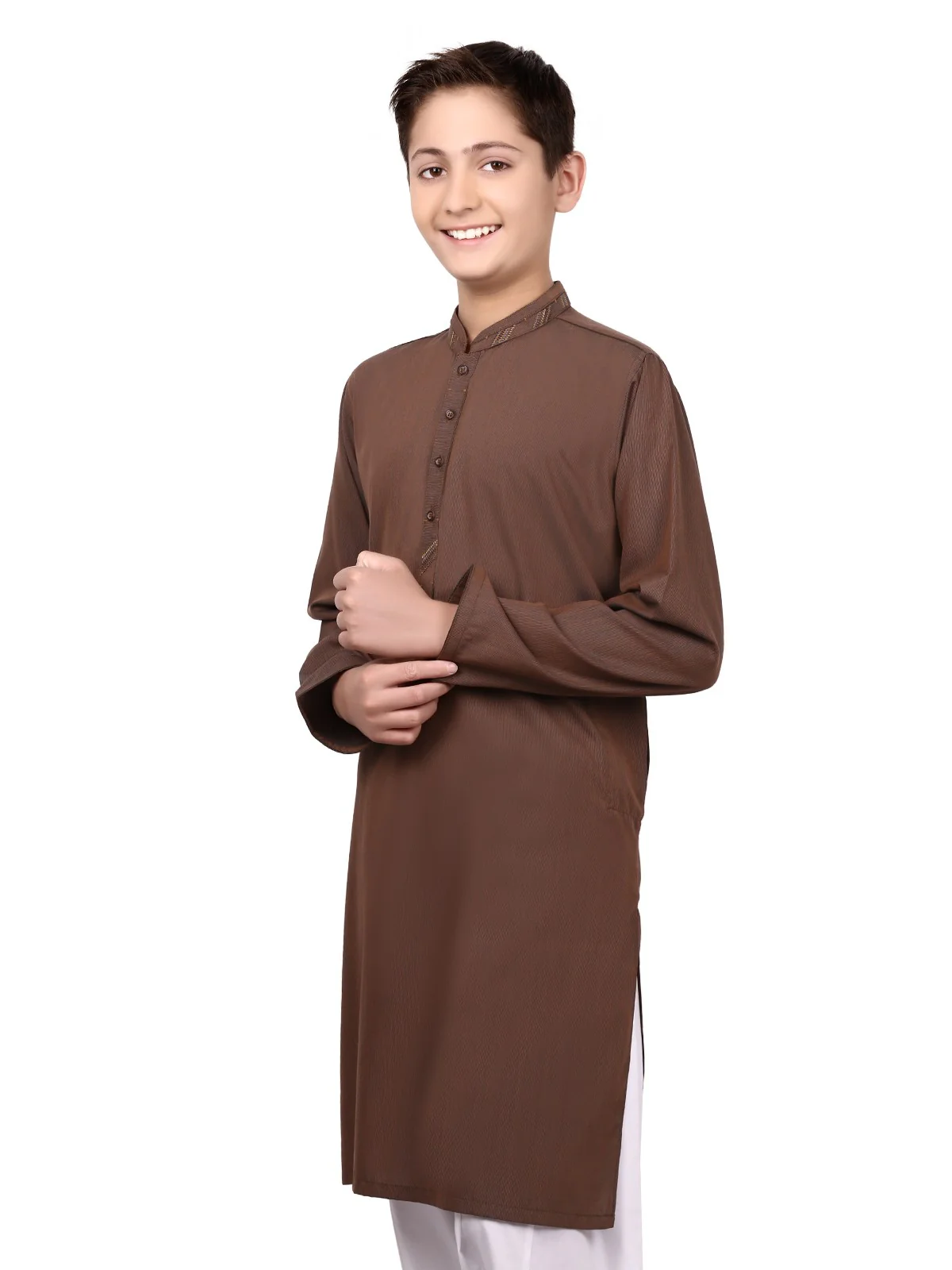 Boy's Brown Kurta - EBTK19-3610 - Image 2
