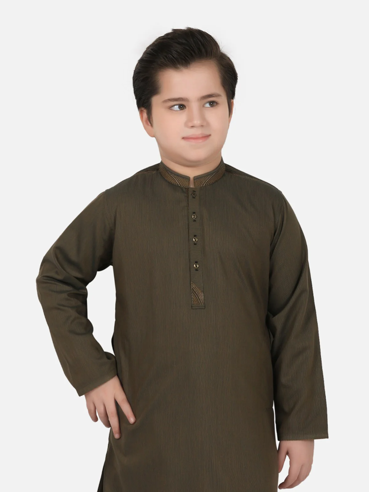 Boy's Olive Kurta - EBTK19-3611 - Image 2