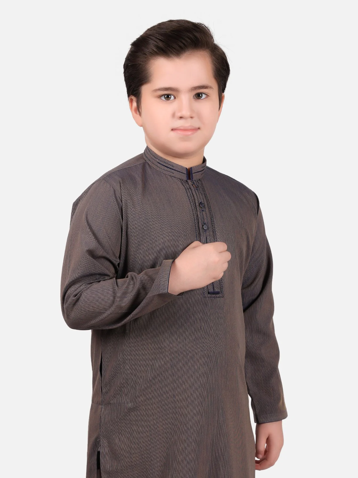 Boy's Brown Kurta - EBTK19-3613 - Image 2