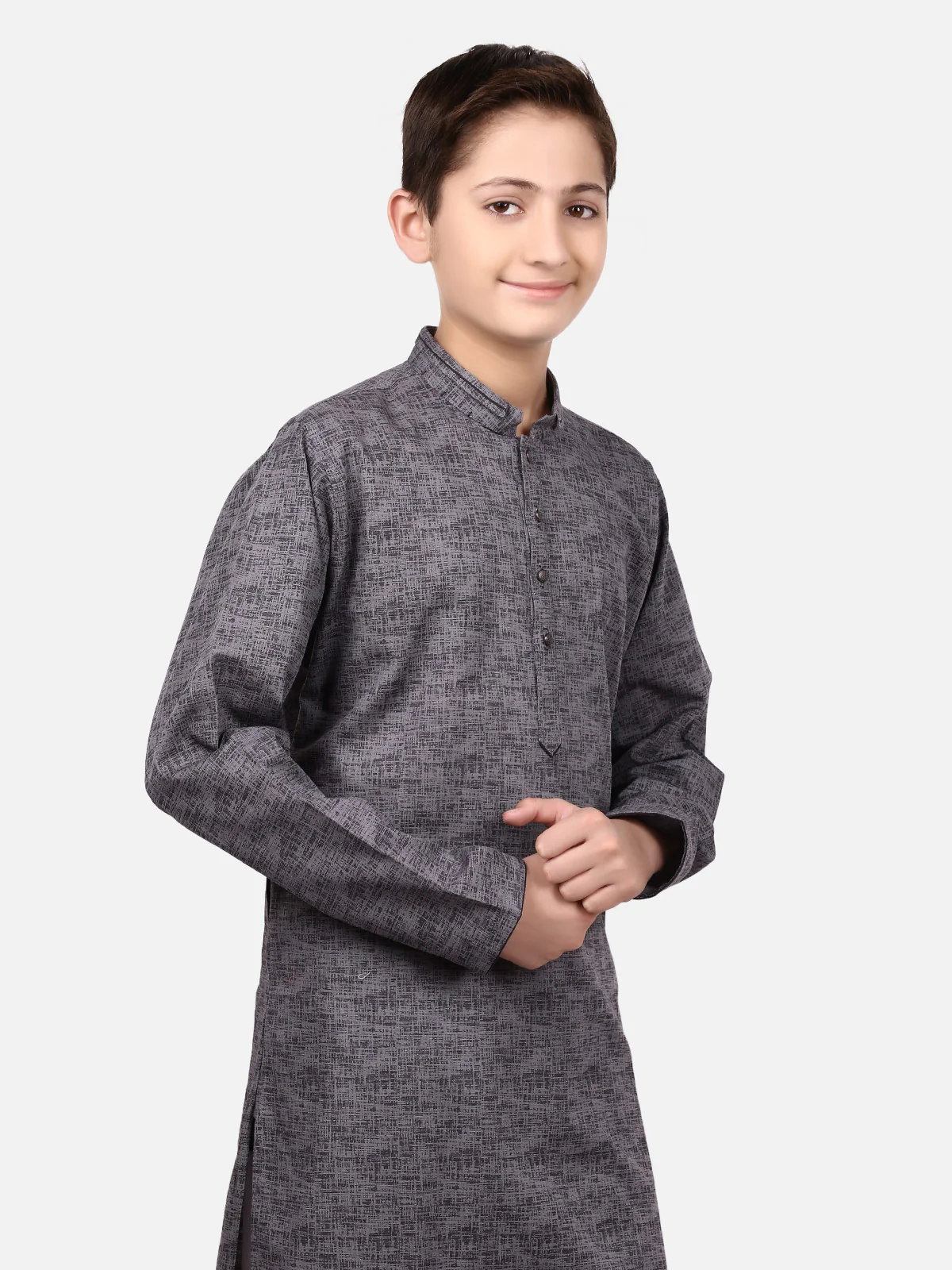 Boy's Grey Kurta - EBTK19-3616 - Image 2