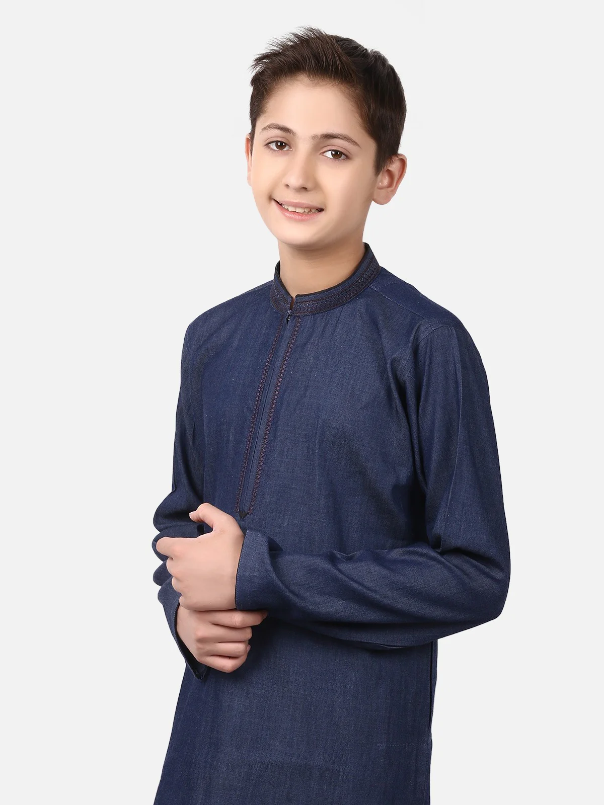 Boy's Denim Blue Kurta - EBTK19-3619 - Image 2