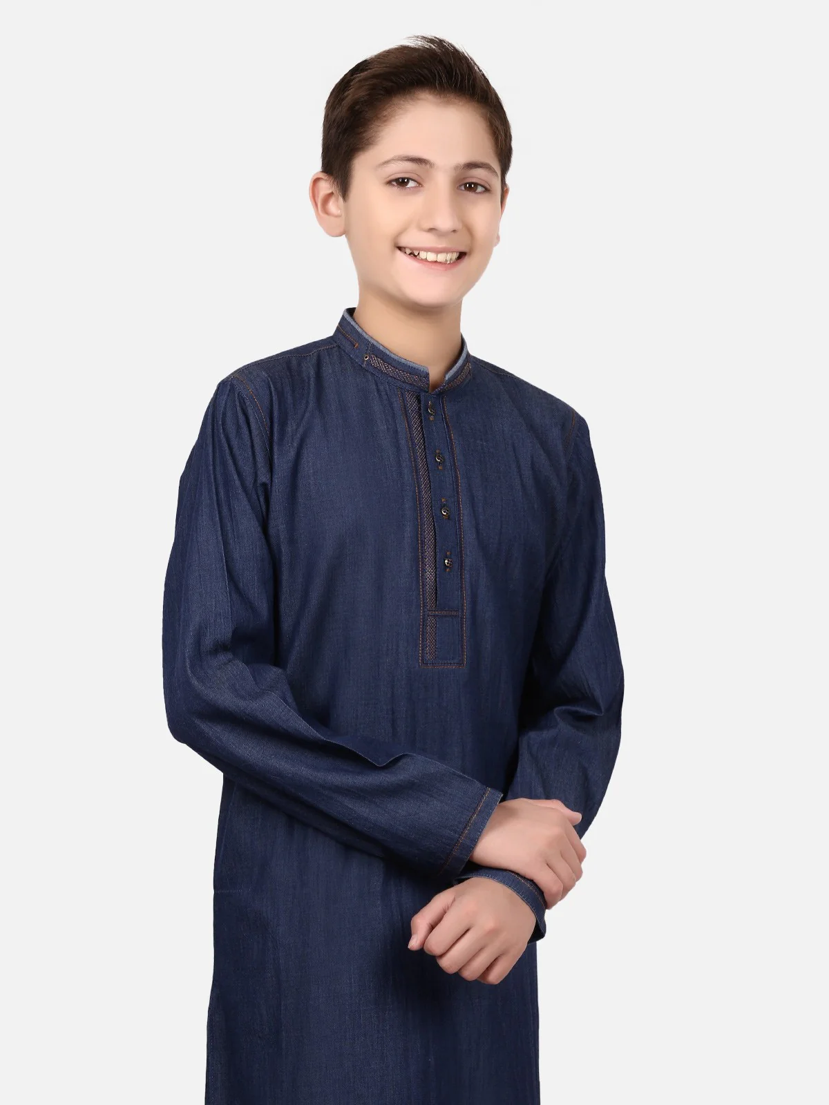 Boy's Denim Blue Kurta - EBTK19-3620 - Image 2