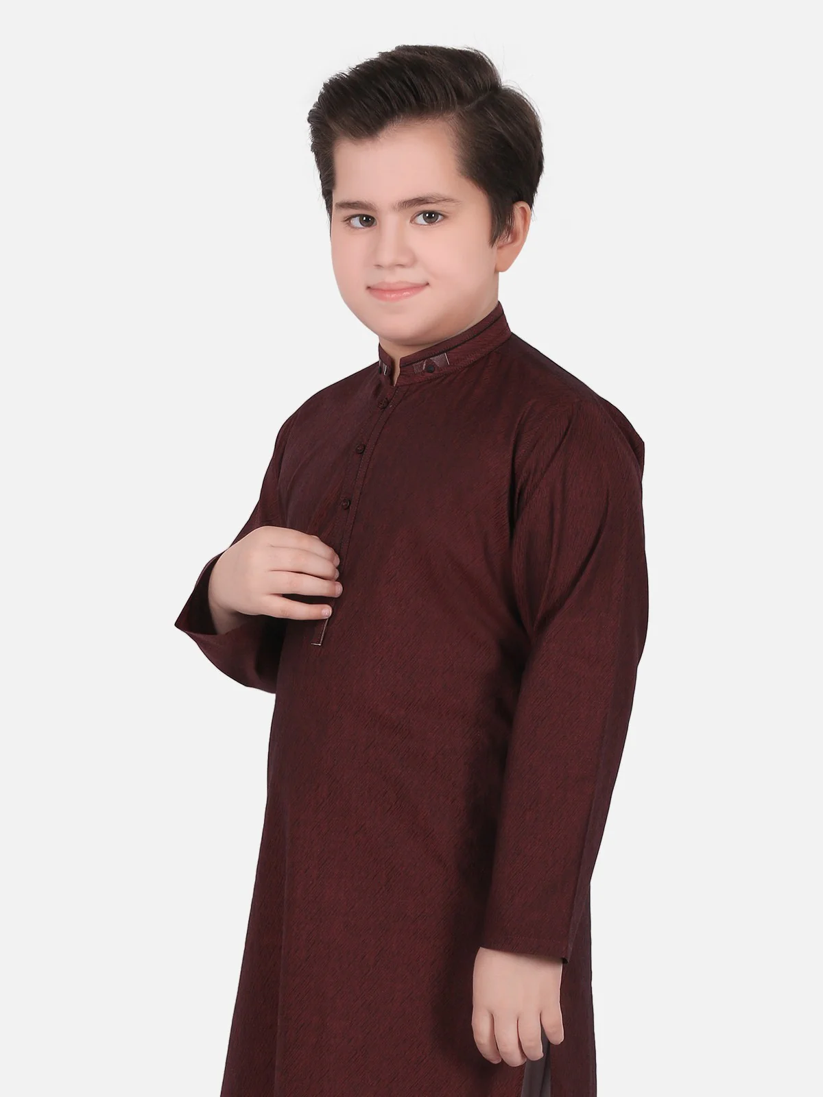 Boy's Burgundy Kurta - EBTK19-3621 - Image 2
