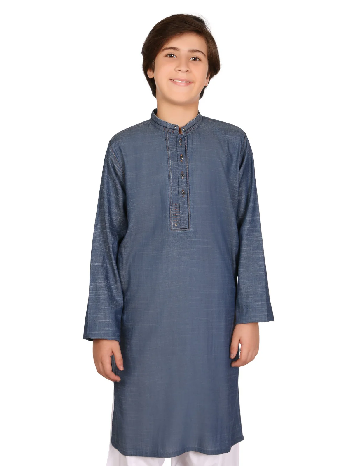 Boy's Denim Blue Kurta - EBTK19-3644 - Image 2