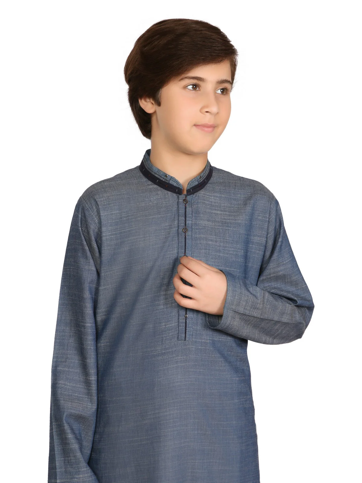 Boy's Denim Blue Kurta - EBTK19-3646 - Image 2