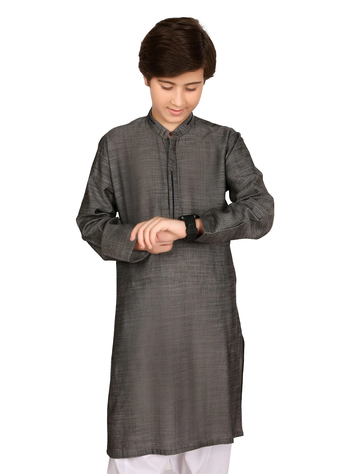 Boy's Grey Kurta - EBTK19-3655 - Image 2