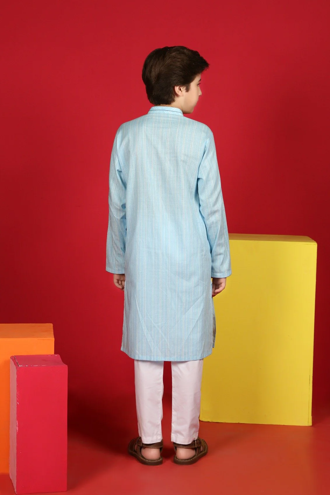 Boy's Sky Blue Kurta - EBTK20-3661 - Image 2