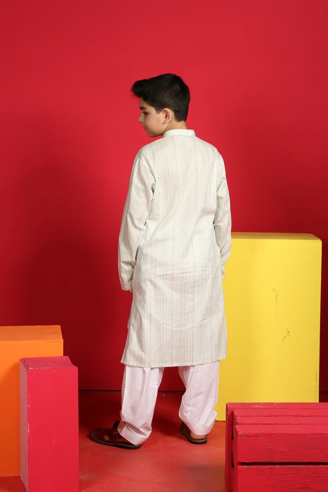 Boy's White Multi Kurta - EBTK20-3663 - Image 2