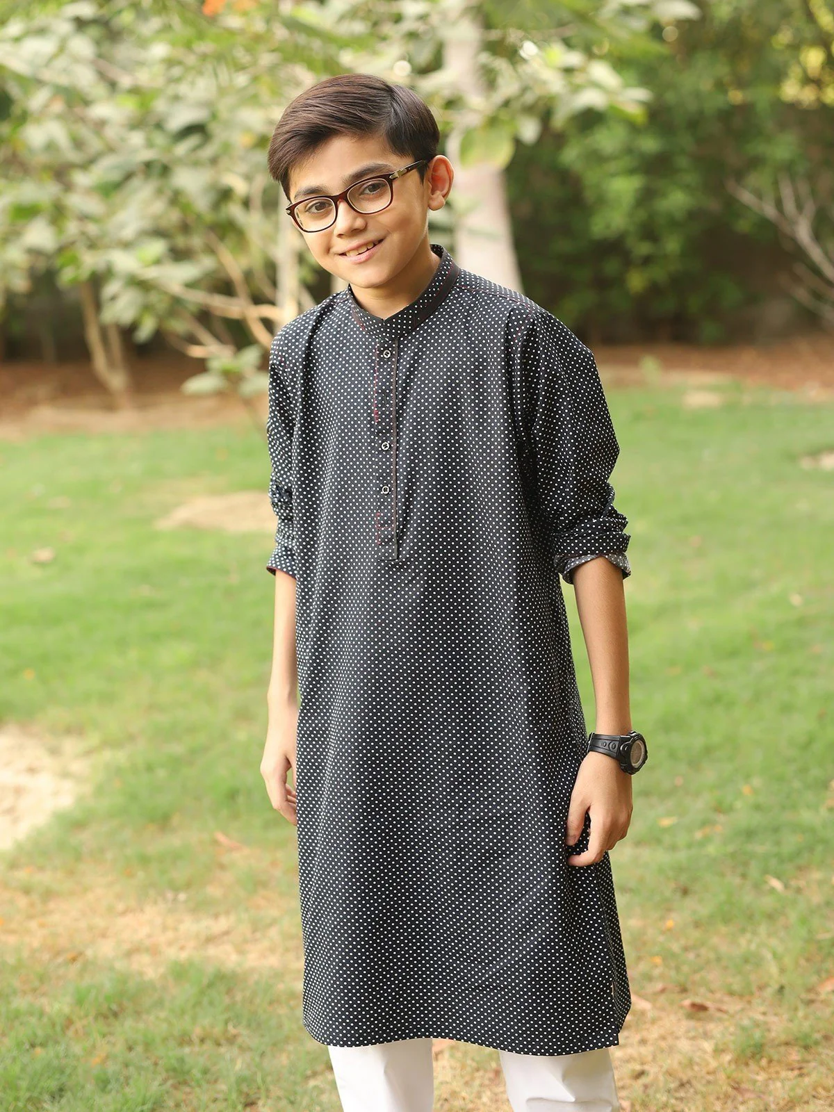 Boy's Black Kurta - EBTK20-3705