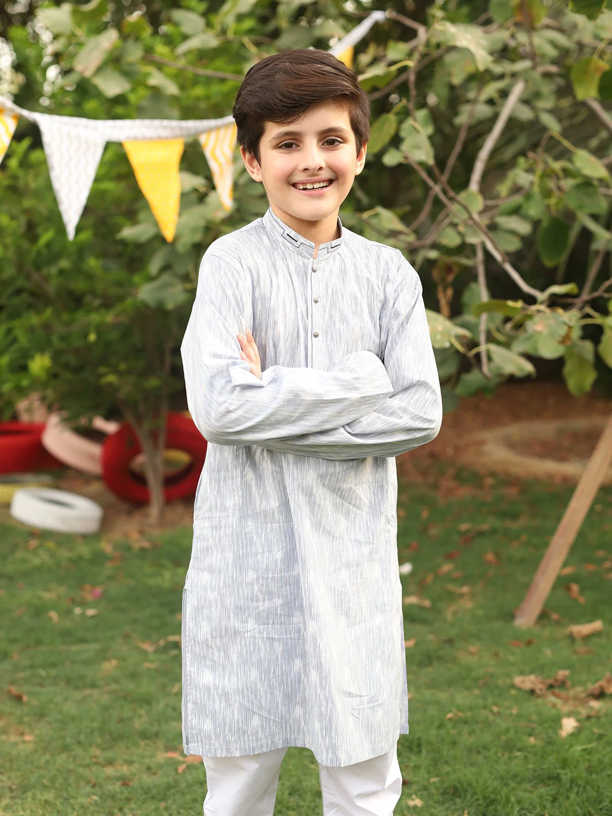 Boy's Light Blue Kurta - EBTK20-3709 - Image 2