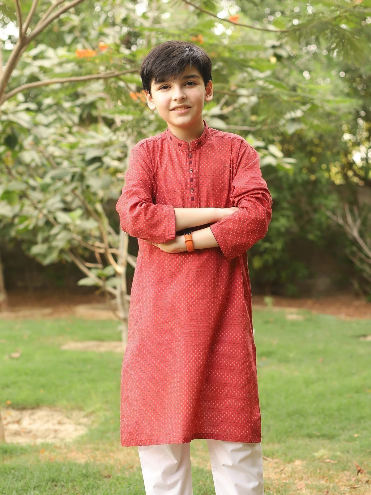 Boy's Red Kurta - EBTK20-3710 - Image 2