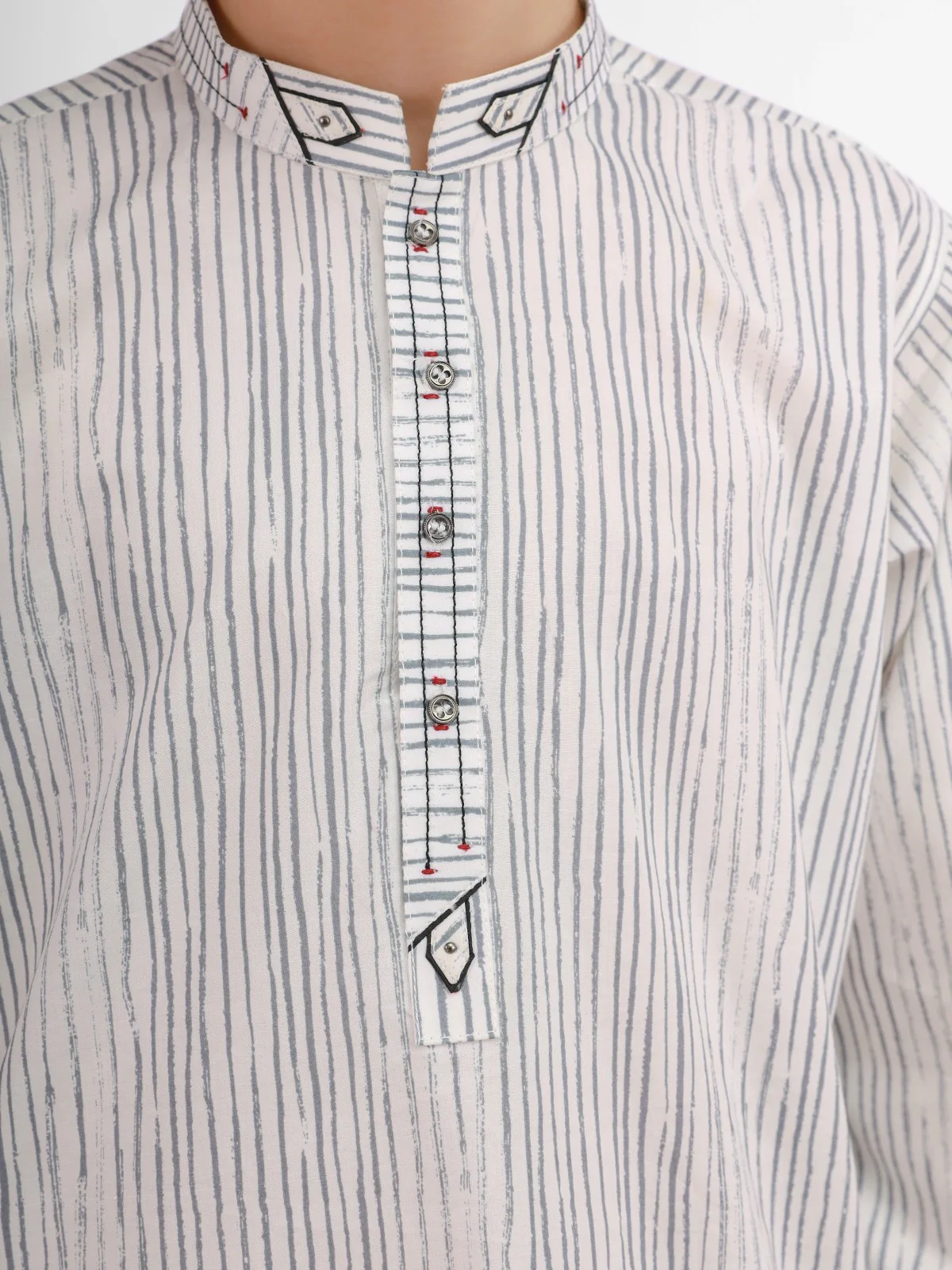 Boy's White Kurta - EBTK20-3713 - Image 2