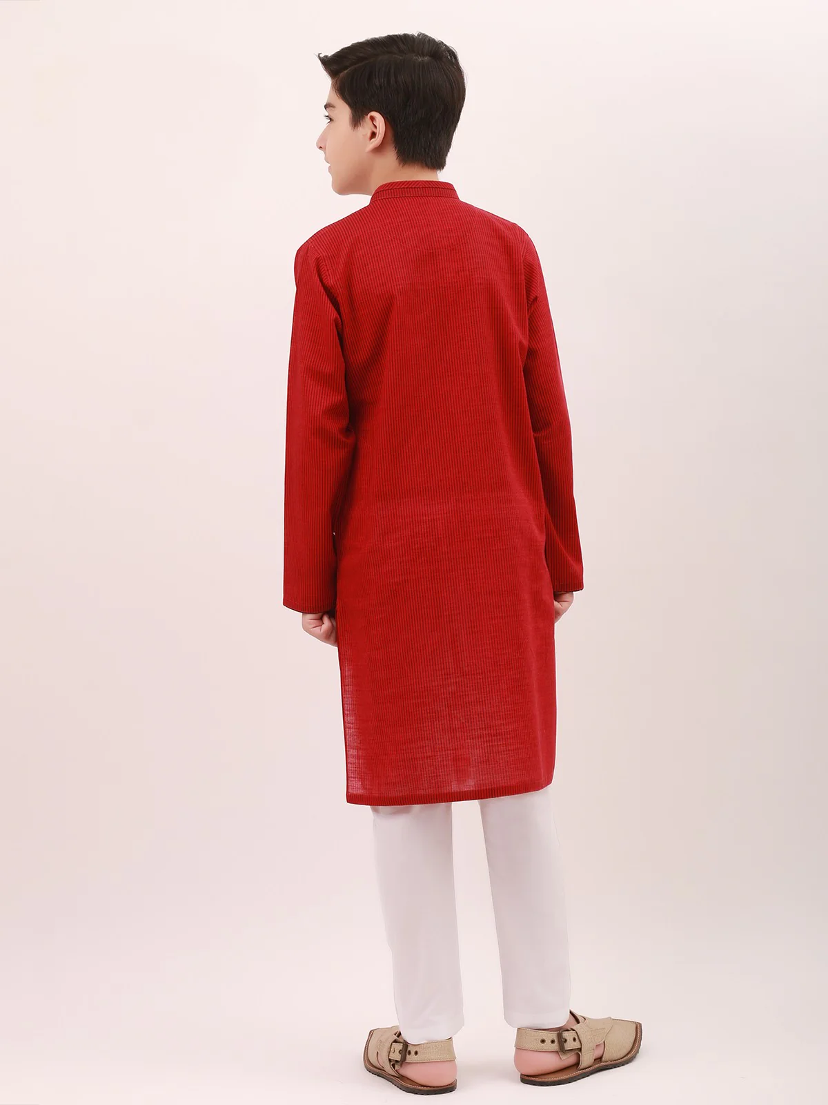 Boy's Red Kurta - EBTK21-3740 - Image 3