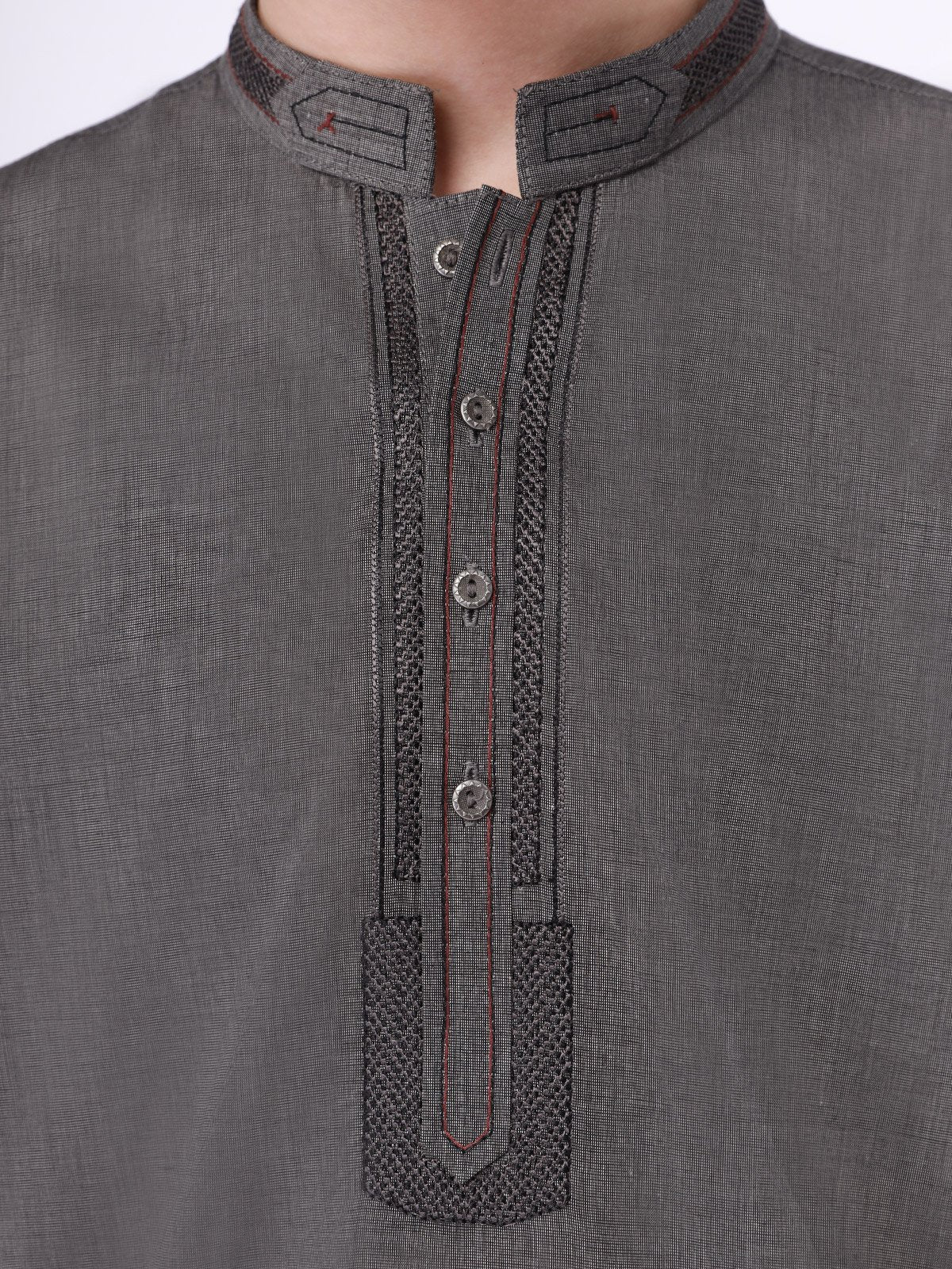Boy's Grey Kurta - EBTK21-3747 - Image 3
