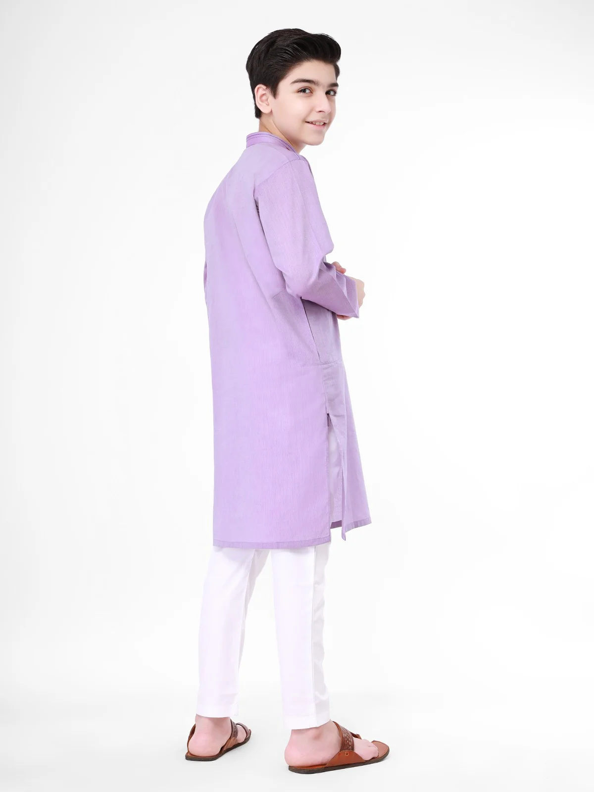 Boy's Lavender Kurta - EBTK21-3748 - Image 3